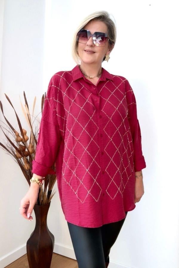 Bordo Ayrobin Kumaş Gömlek