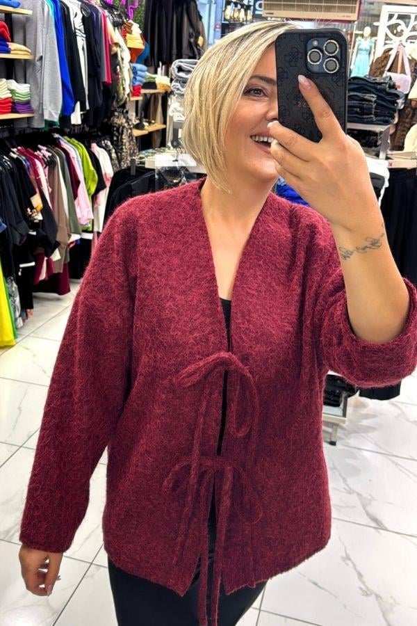 Bordo Önden Bağlamalı Kaban