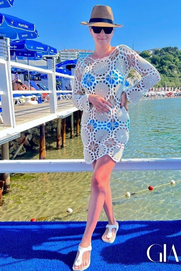 Gia Beachwear Örme Uzun Kollu Elbise