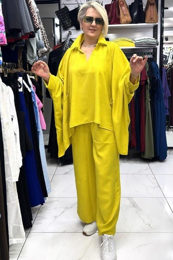 Hardal Sarısı Keten Takım