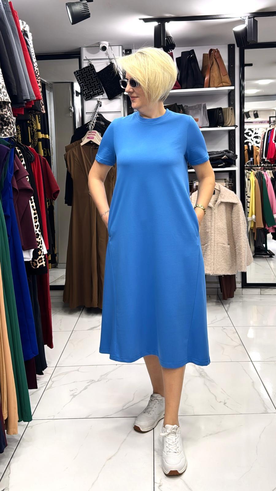 İki İplik Mavi Elbise