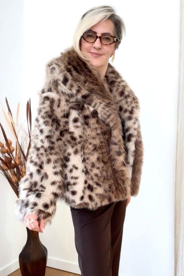 Leopar Desenli Kürk Kaban