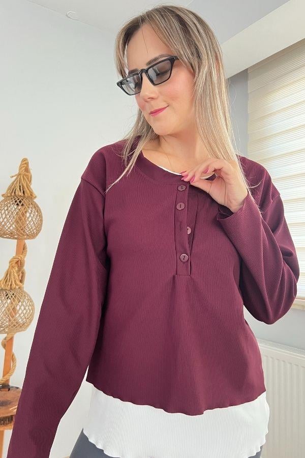 Motion Duo Bordo Renk Askılı Üstü Önden Düğmeli İkili Spor Takım