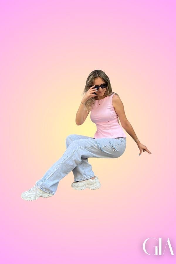 Pembe Kolsuz Altı Volanlı Bluz