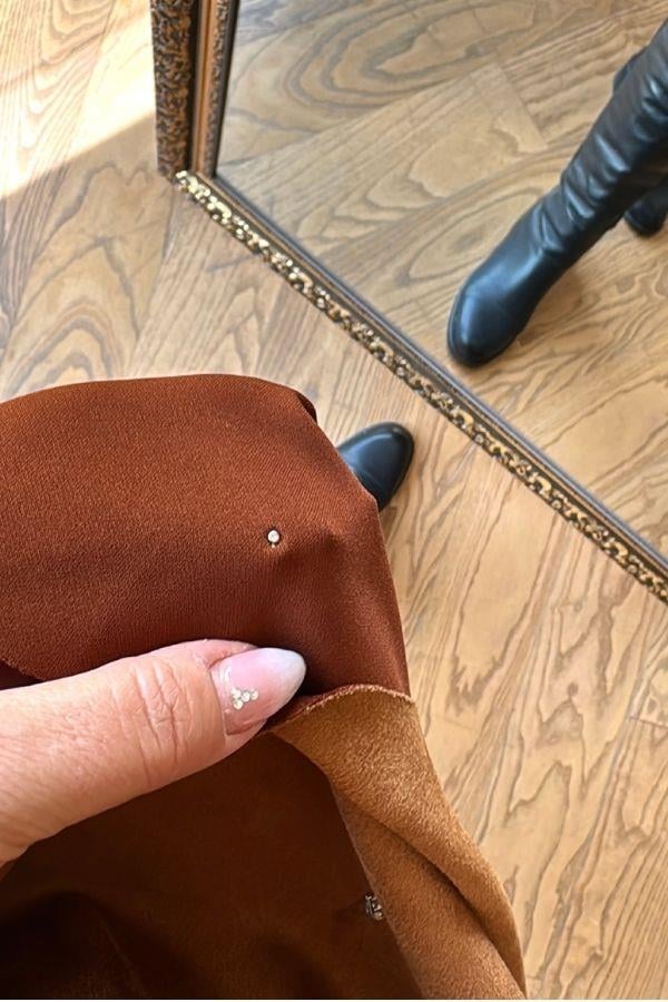 Tarçın Rengi Üstü Taşlı Uzun Kollu Mini Elbise
