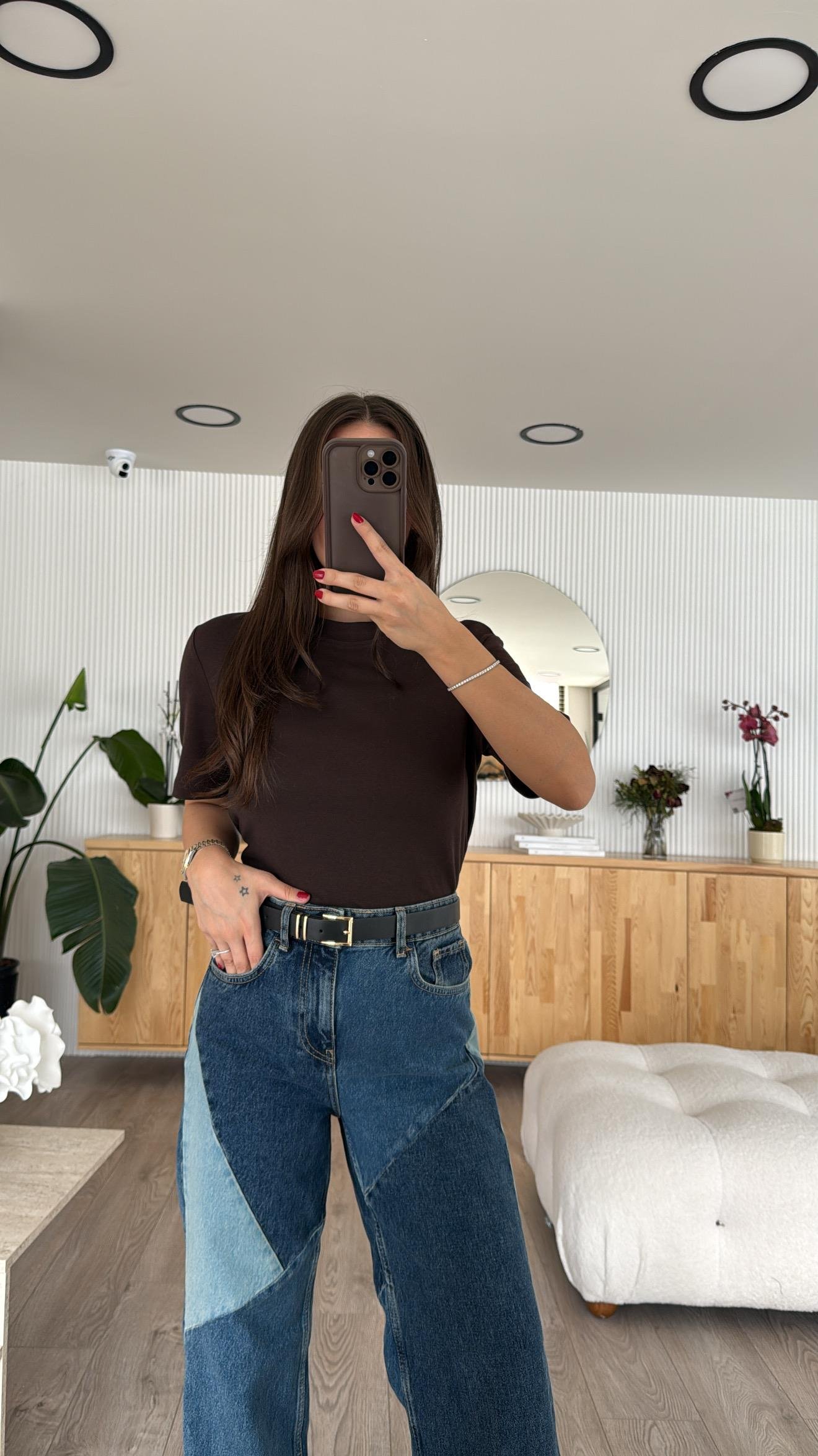 Acı Kahve Bisiklet Yaka Marka Model Basic Tshirt