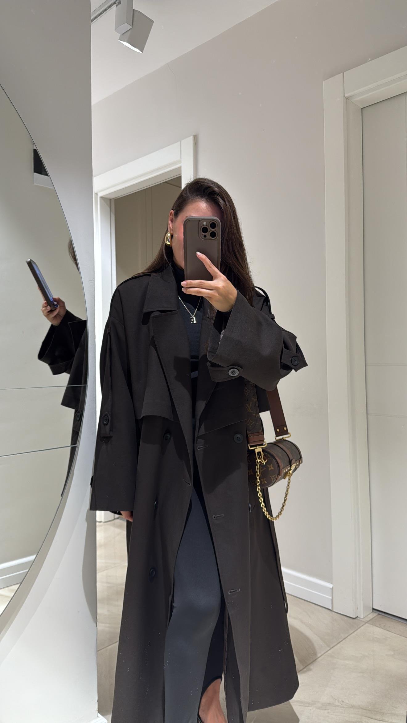 Acı Kahve Tokalı Premium Oversize Trenç 