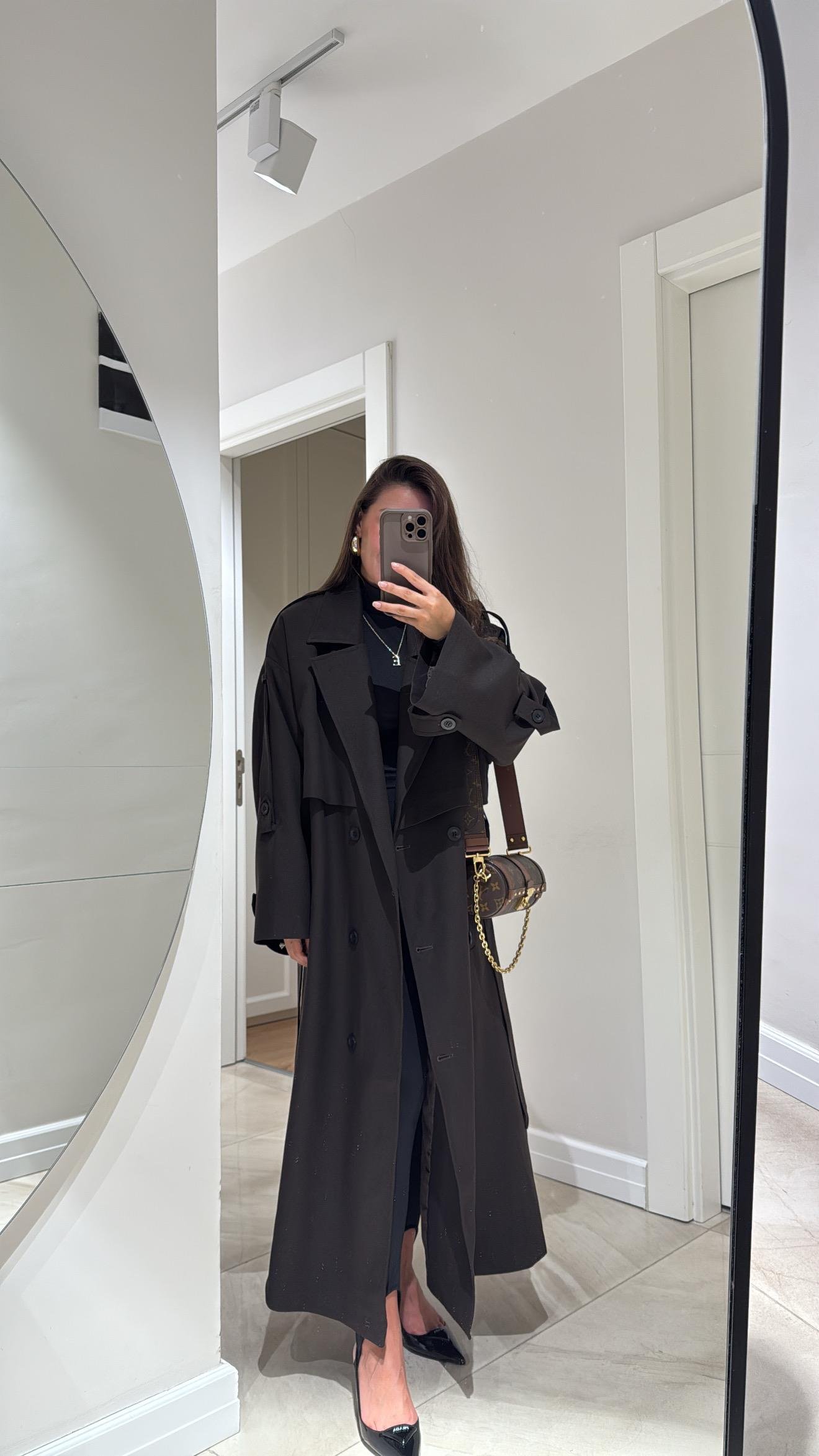 Acı Kahve Tokalı Premium Oversize Trenç 