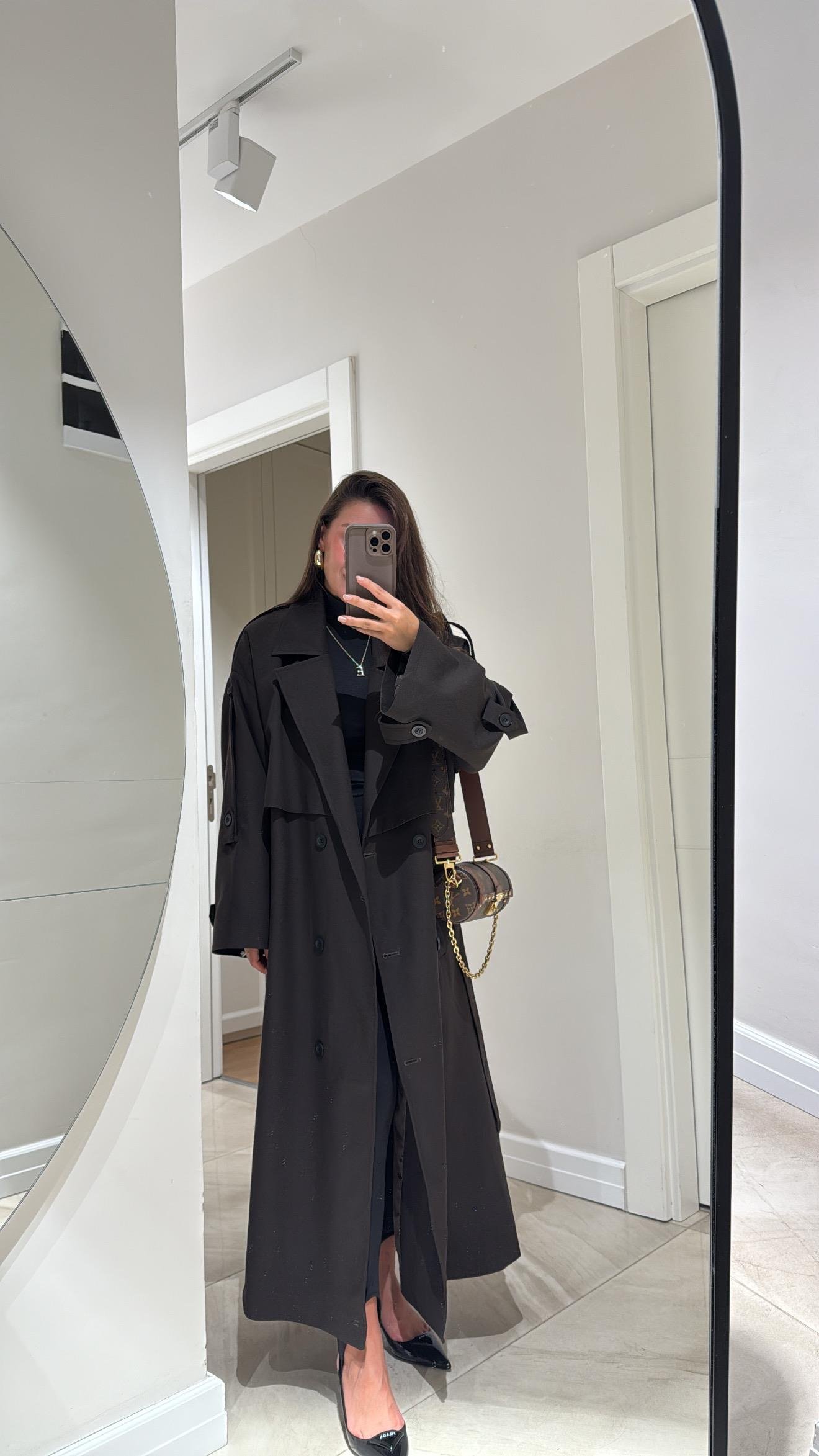 Acı Kahve Tokalı Premium Oversize Trenç 