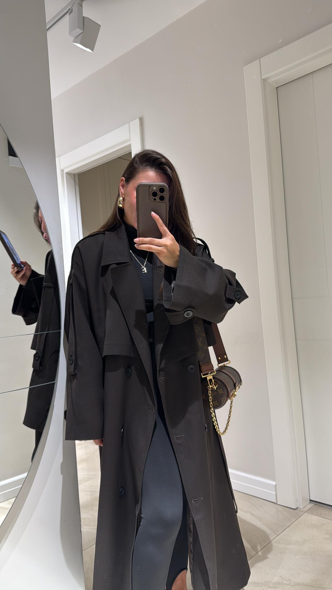 Acı Kahve Tokalı Premium Oversize Trenç 