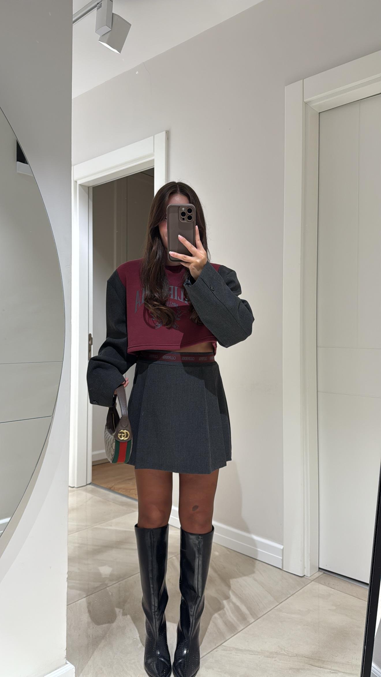 Antrasit Borbo Bel Detaylı Şort Etek