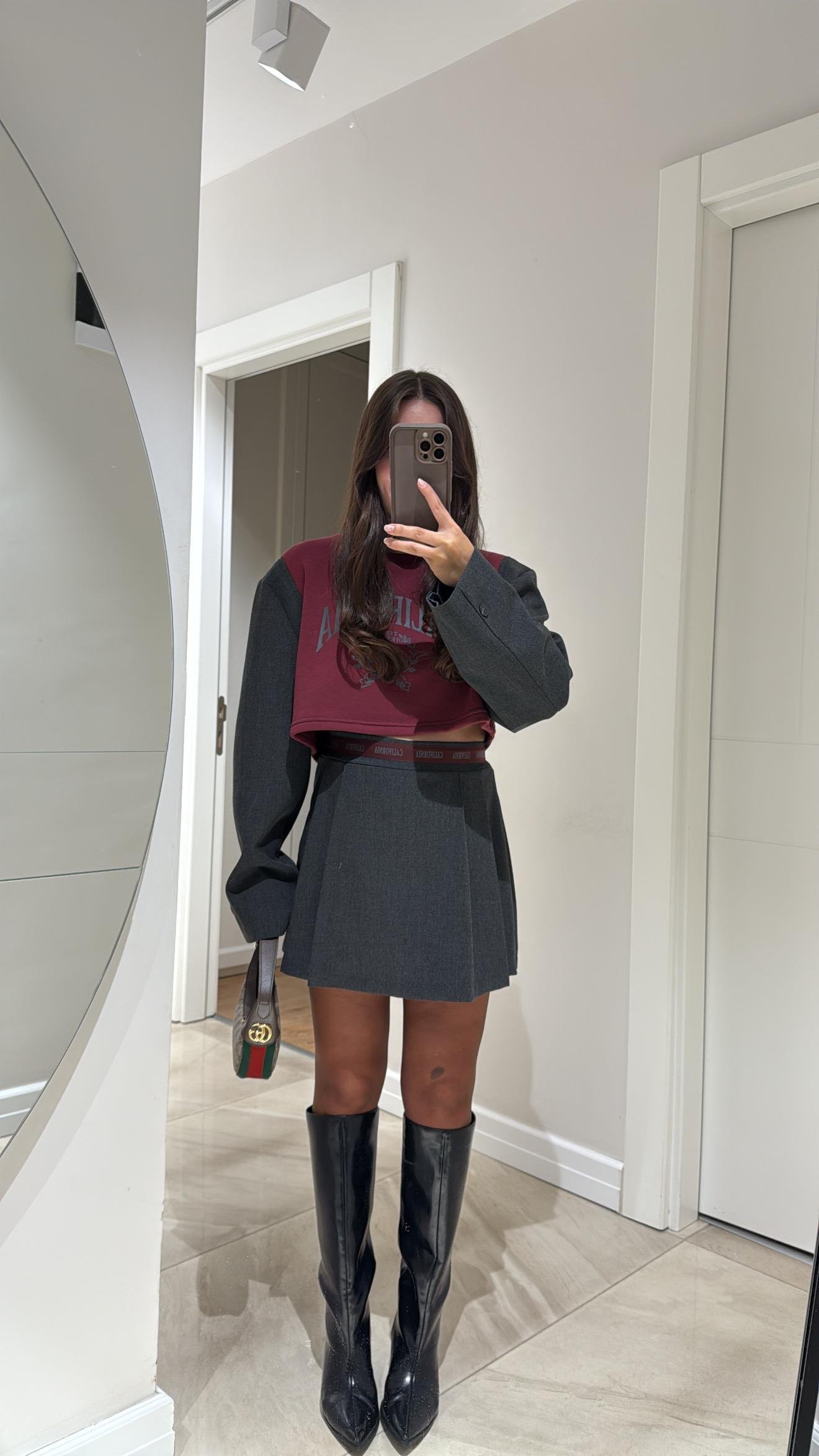 Antrasit Borbo Bel Detaylı Şort Etek