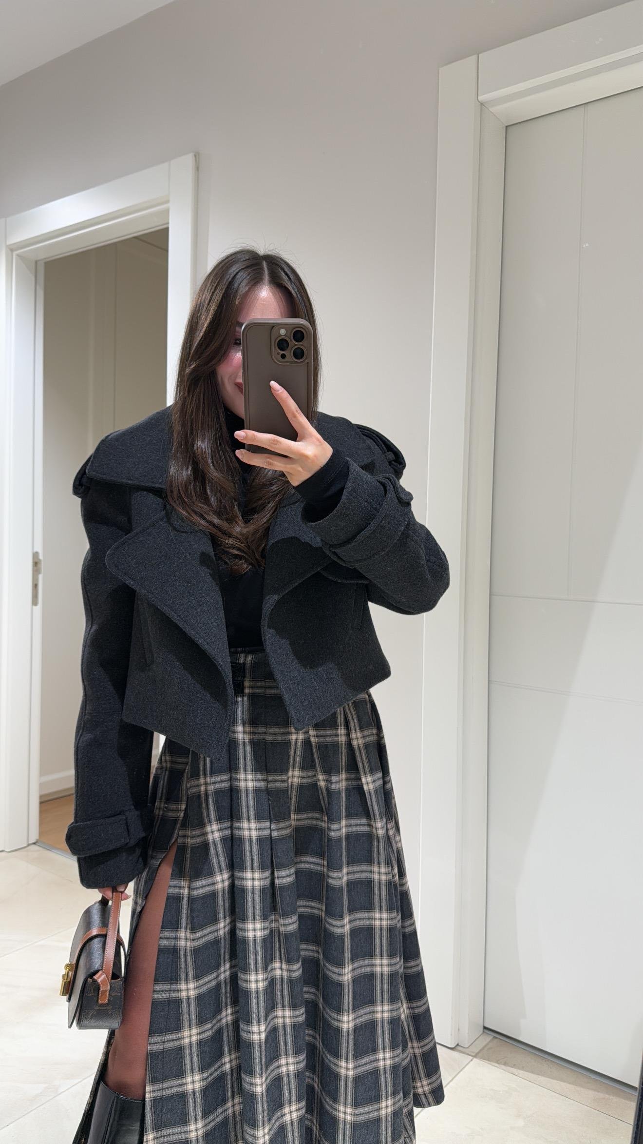 Antrasit Cep Detaylı Tokalı Ravi Kaşe Ceket