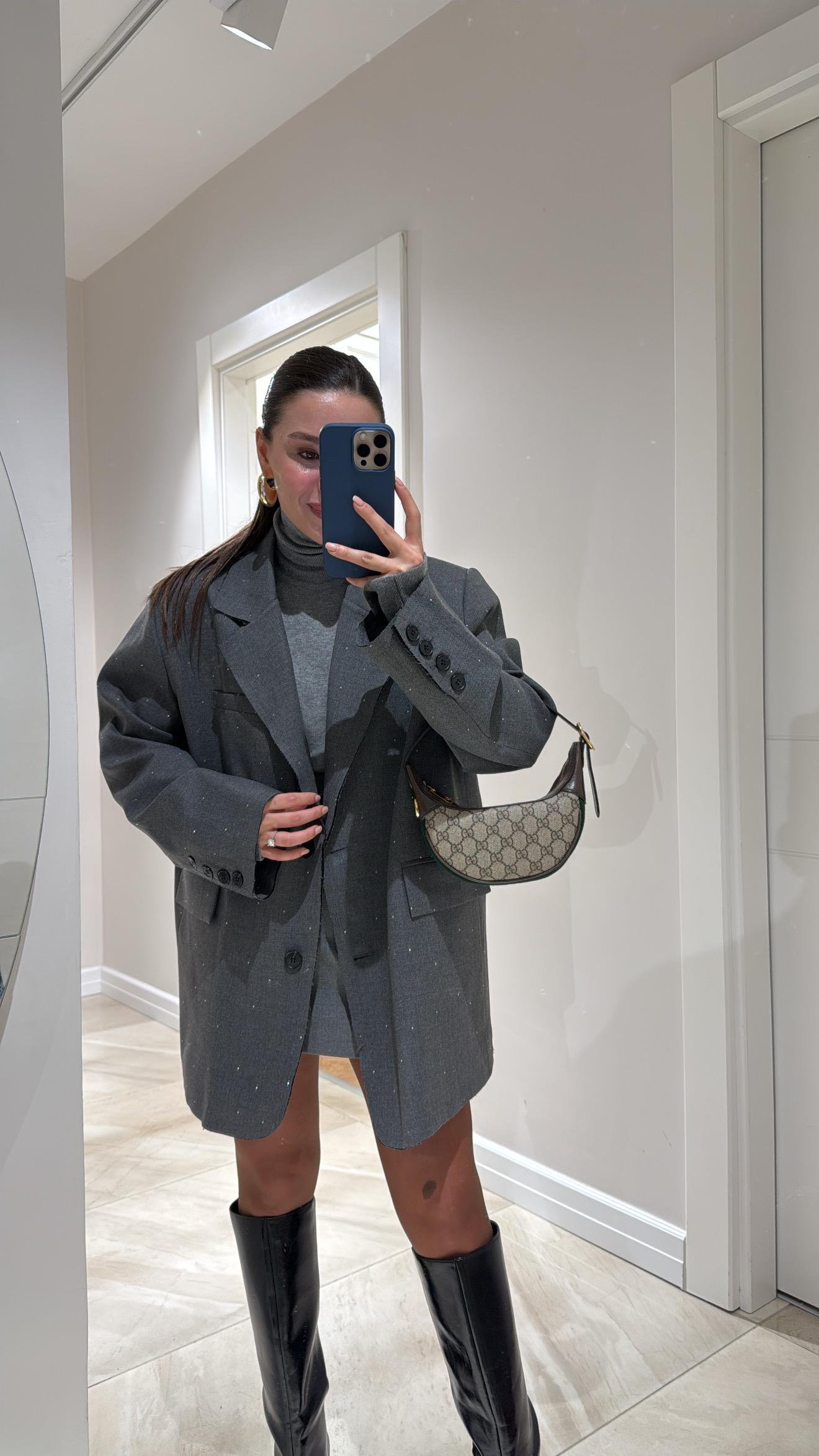 Anrasit Taşlı Poliviskon Ceket 