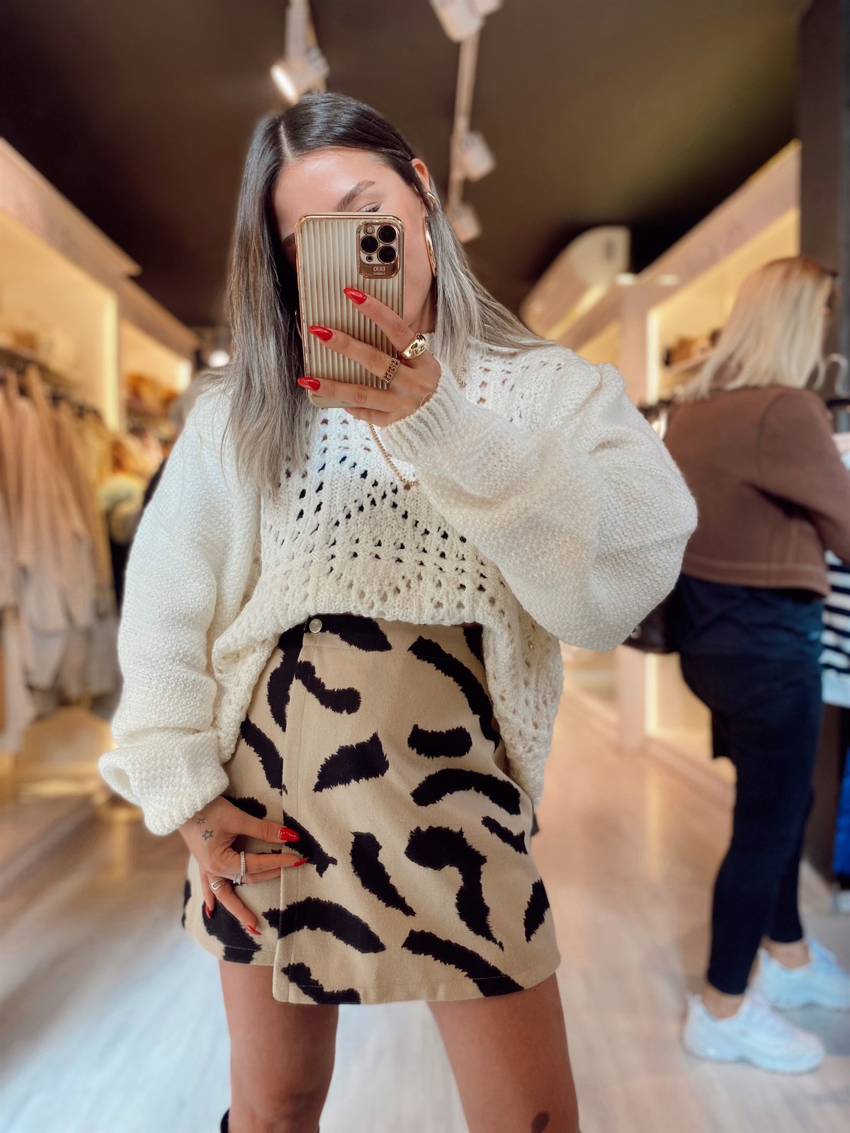 Bej Kaşe Şort Etek