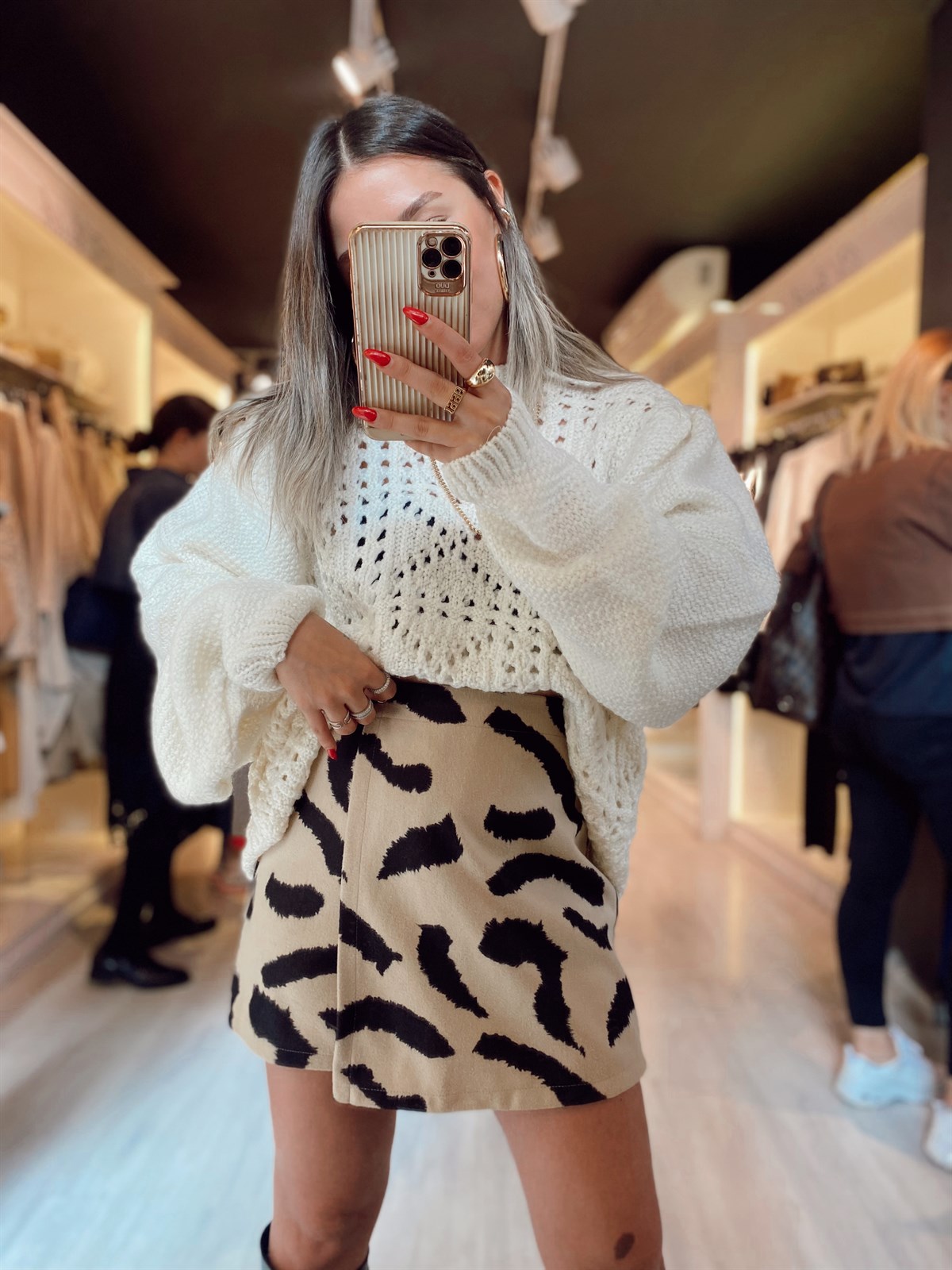 Bej Kaşe Şort Etek