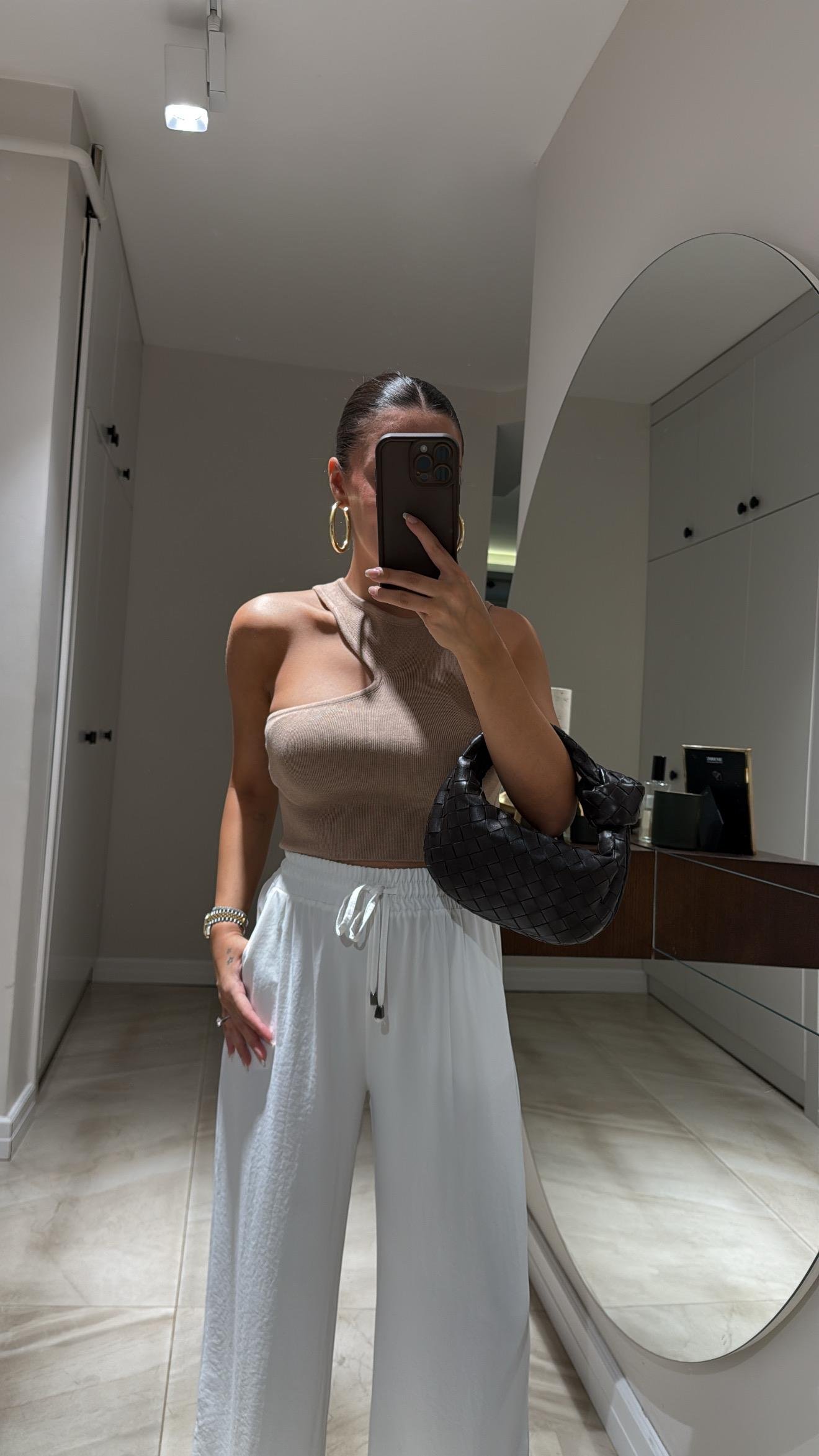 Bej Ön Dekolteli Dilvin Triko Bluz 