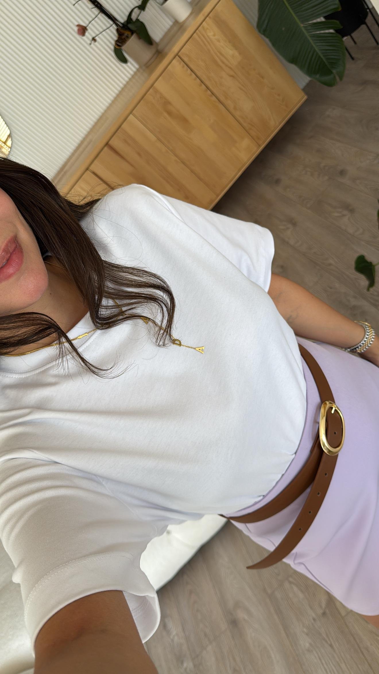 Beyaz Bisiklet Yaka Marka Model Basic Tişört