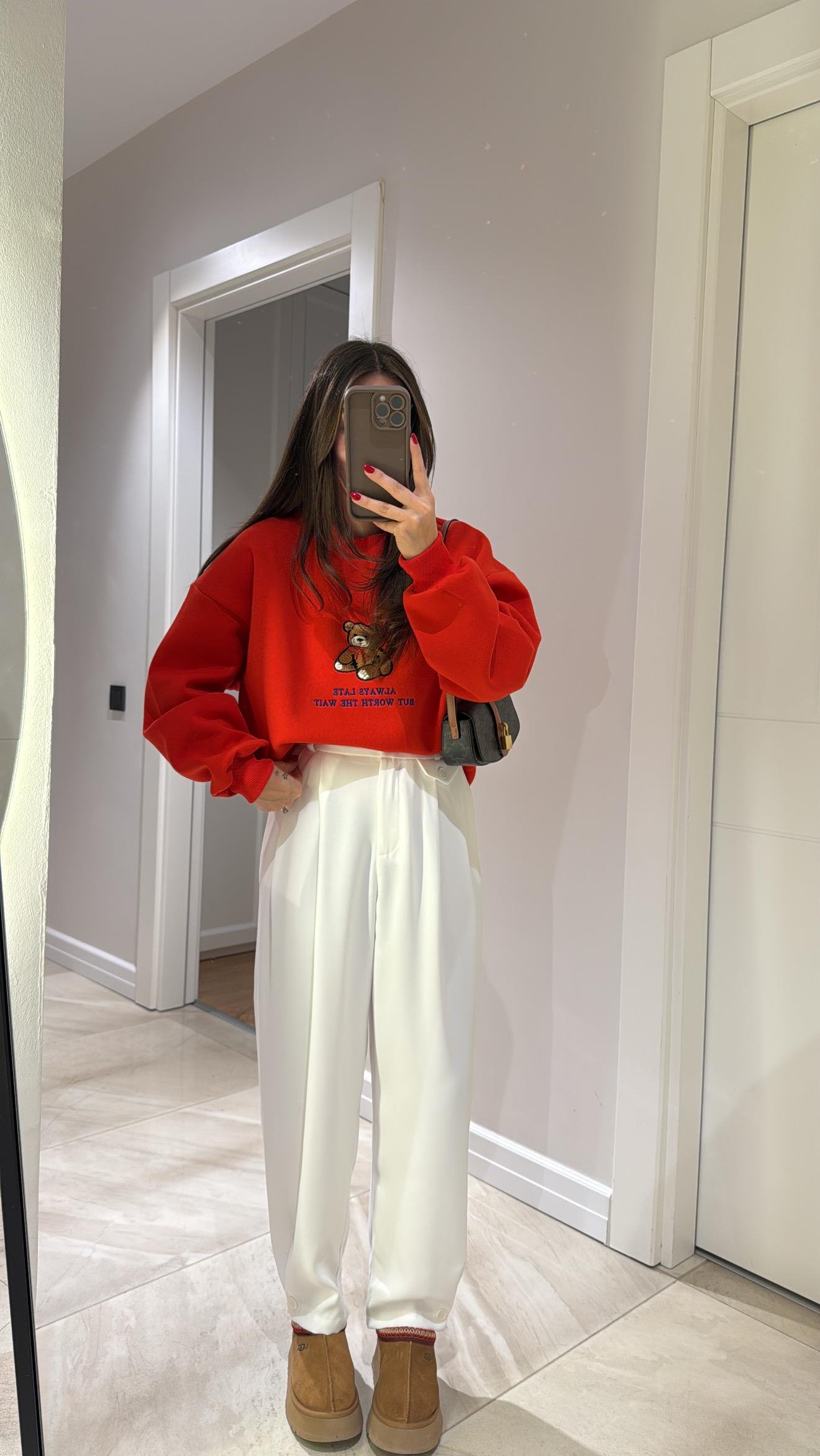 Beyaz Renk Paça Düğmeli Şalvar Pantolon