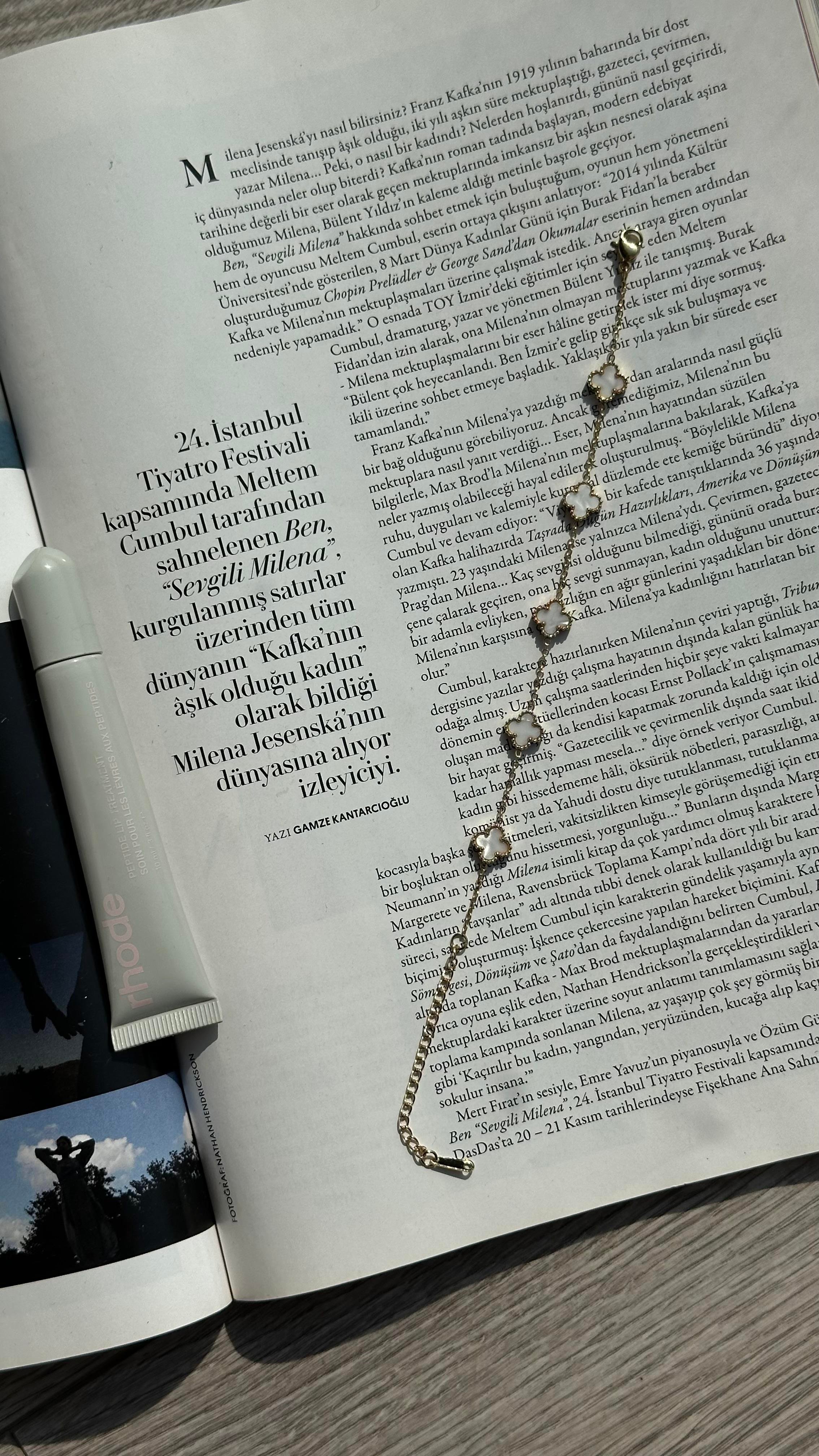 Beyaz Sedefli Yonca Bileklik