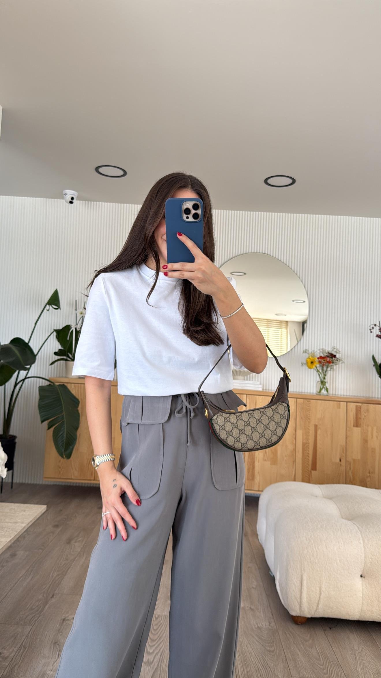 Beyaz Vatkalı Marka Model Basic Tshirt