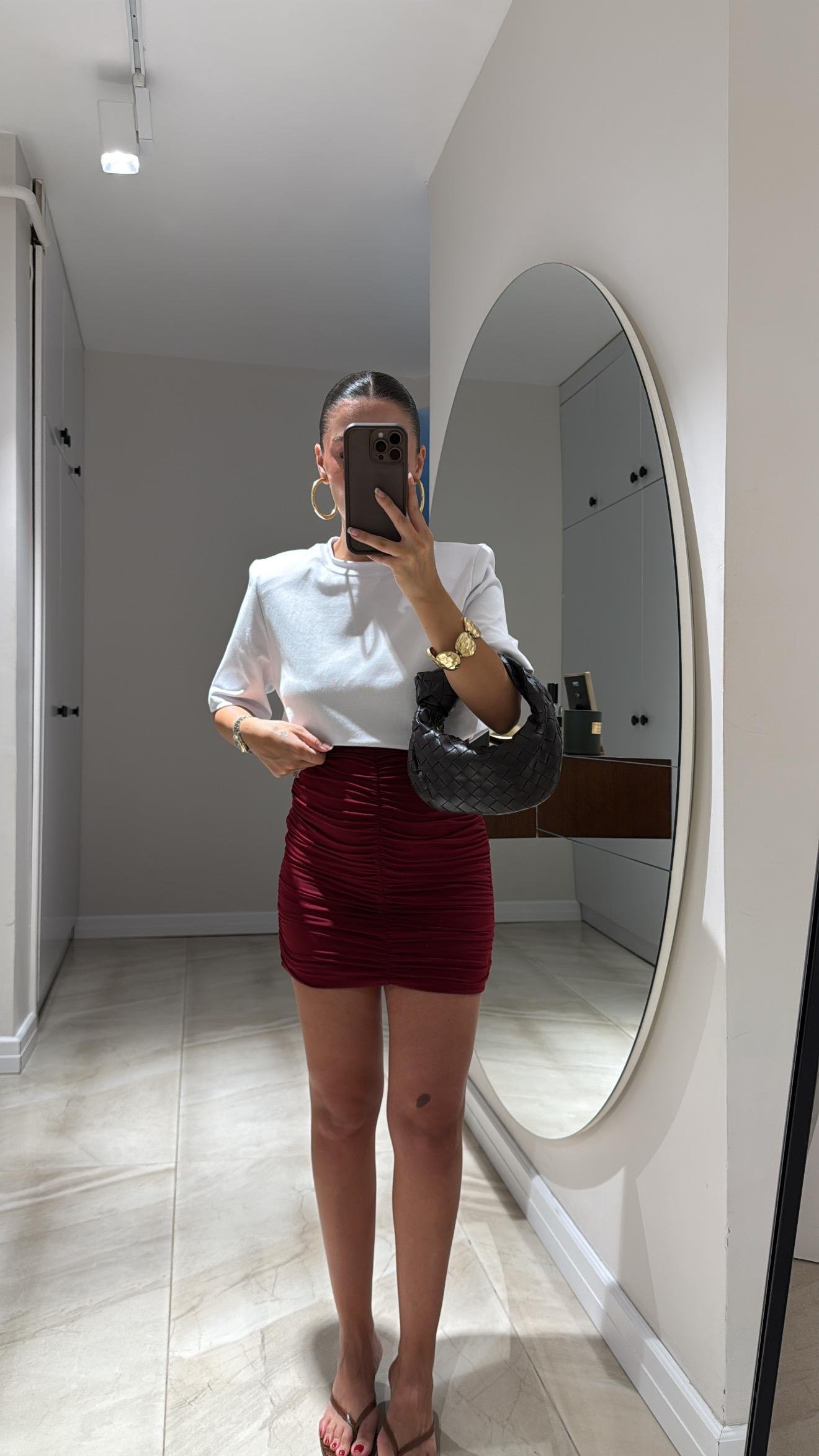 Bordo Drapeli Mini Etek 