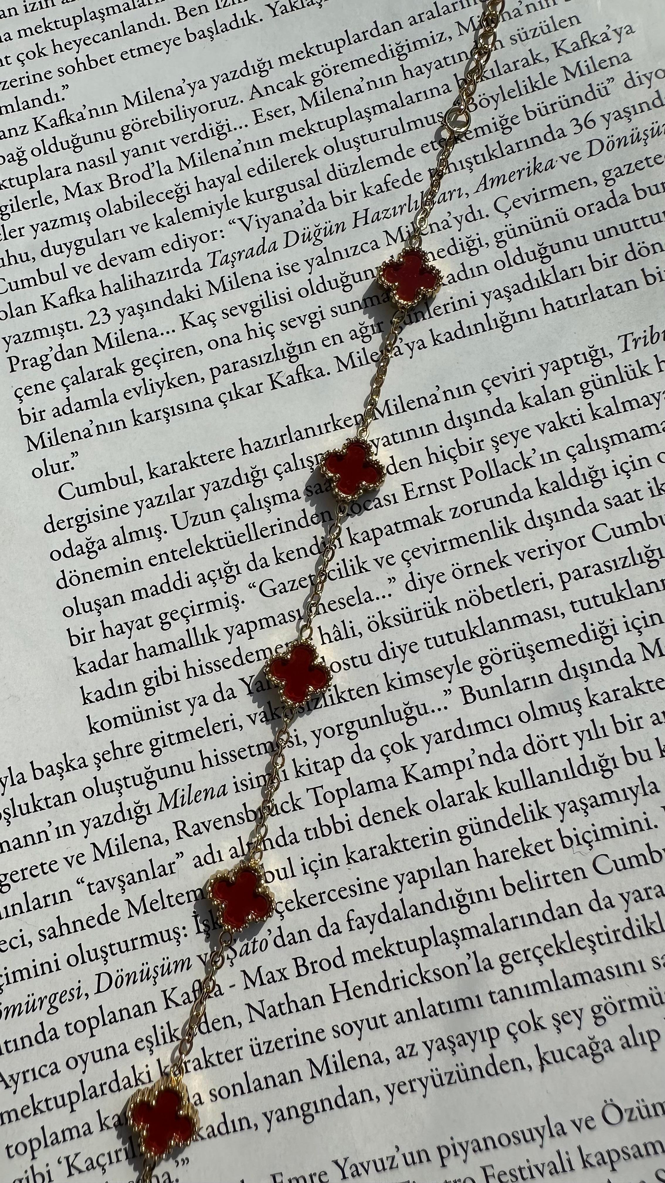 Bordo Taşlı Yonca Bileklik