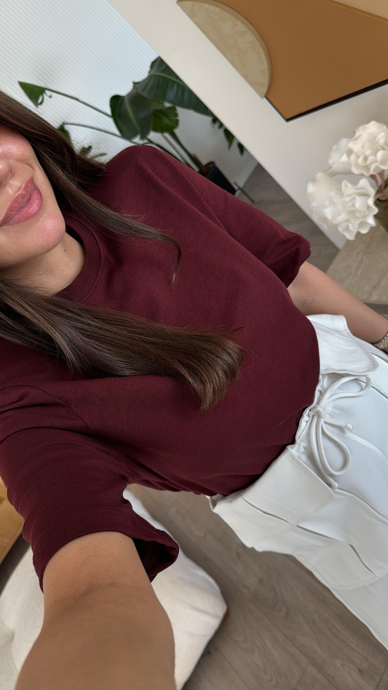 Bordo Vatkalı Marka Model Basic Tshirt