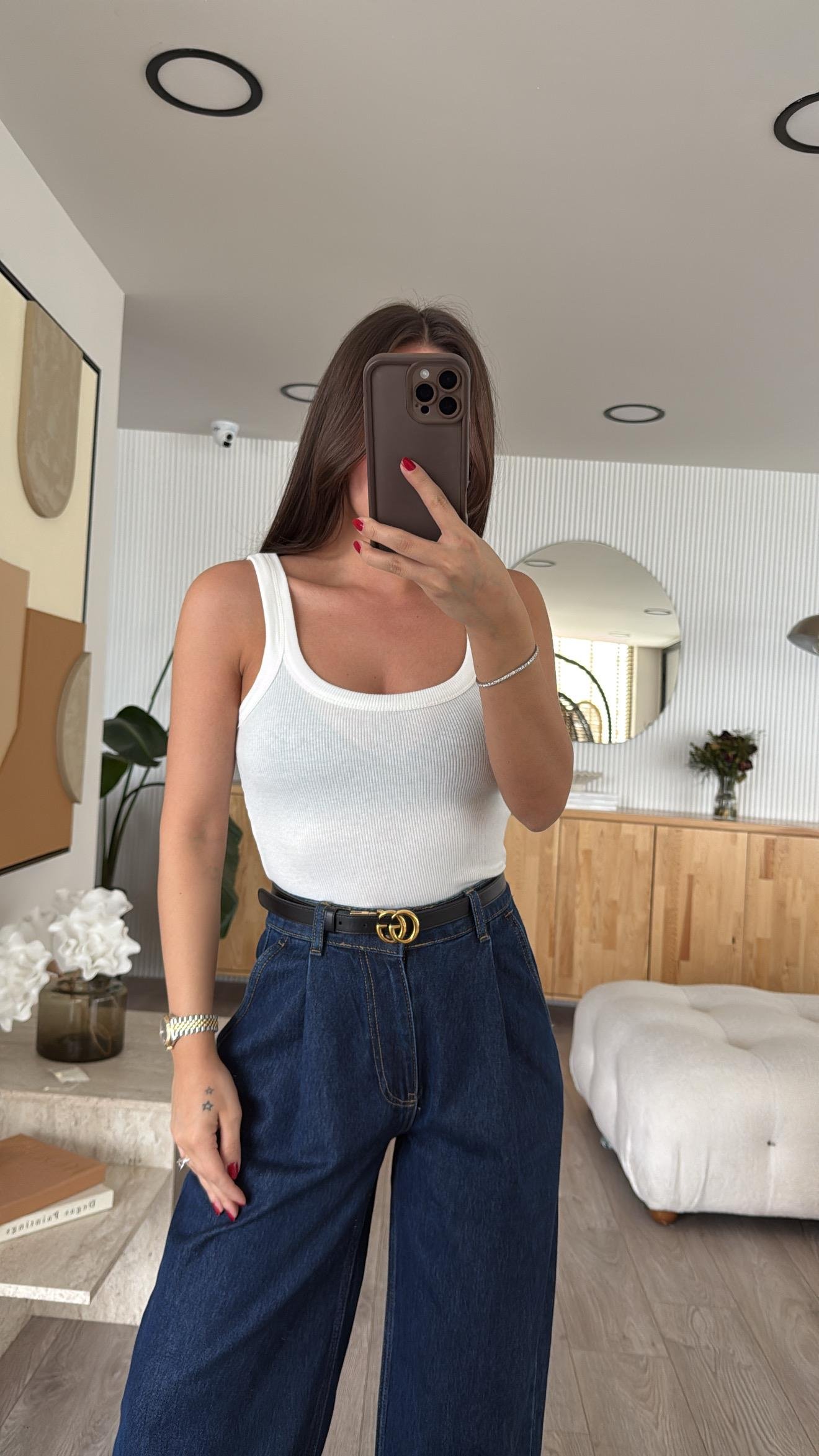 Ekru Oval Yaka Fitlli Atlet