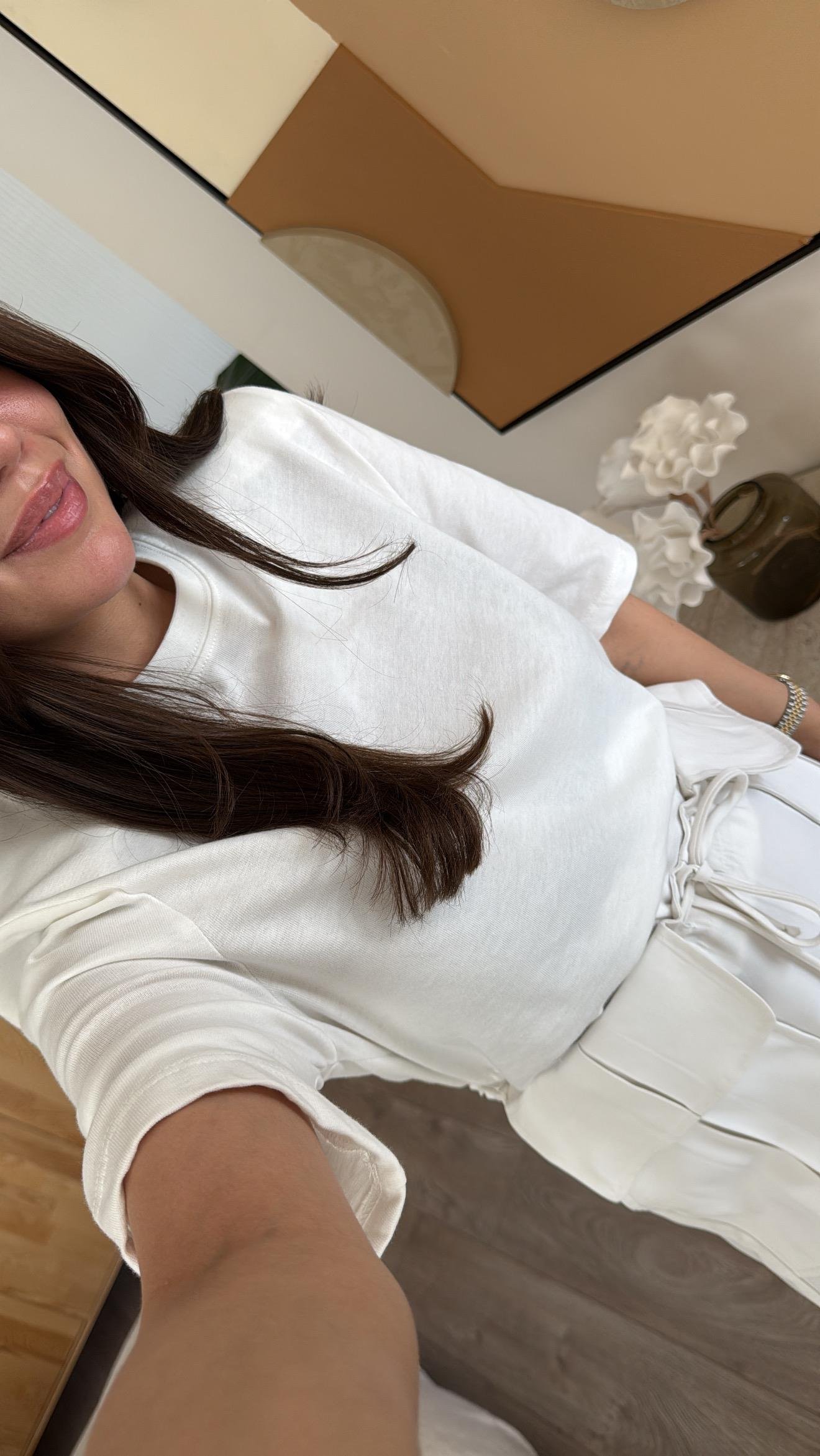 Ekru Vatkalı Marka Model Basic Tshirt