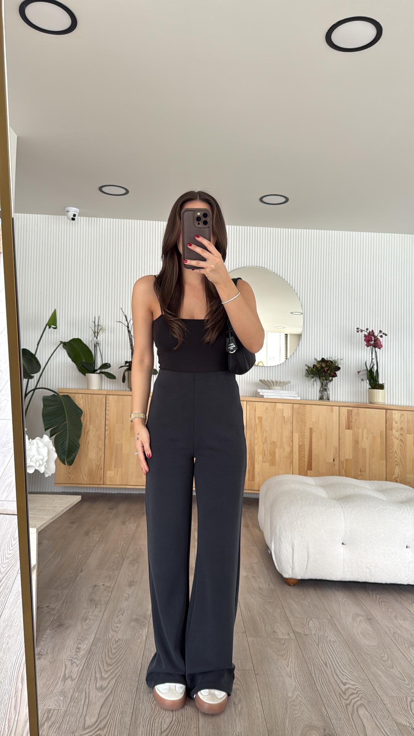 Füme Çizgili Marka Model Cepsiz Modal Pantolon