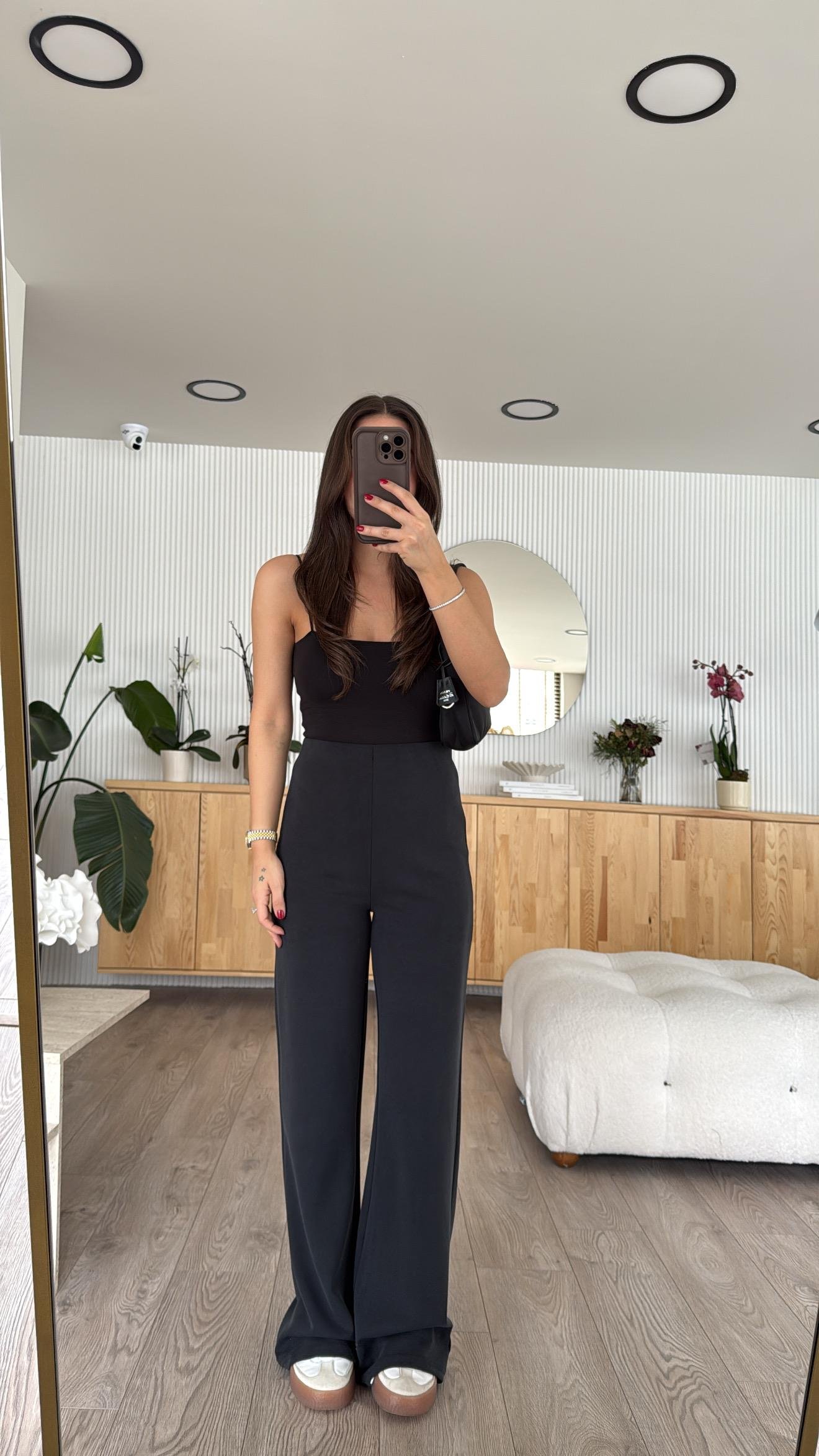 Füme Çizgili Marka Model Cepsiz Modal Pantolon