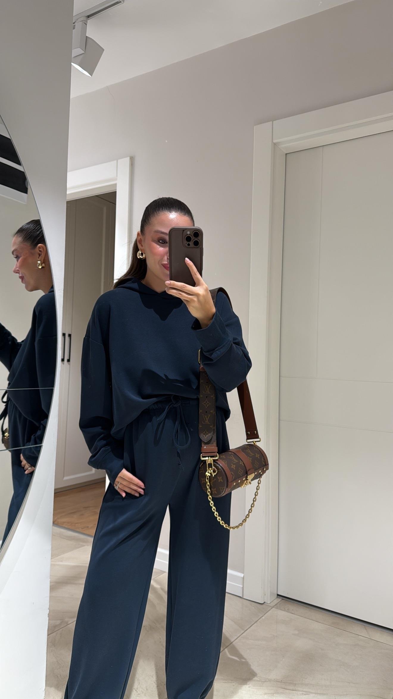 Füme Kapüşonlu Modal Sweat Pantolon Takım 