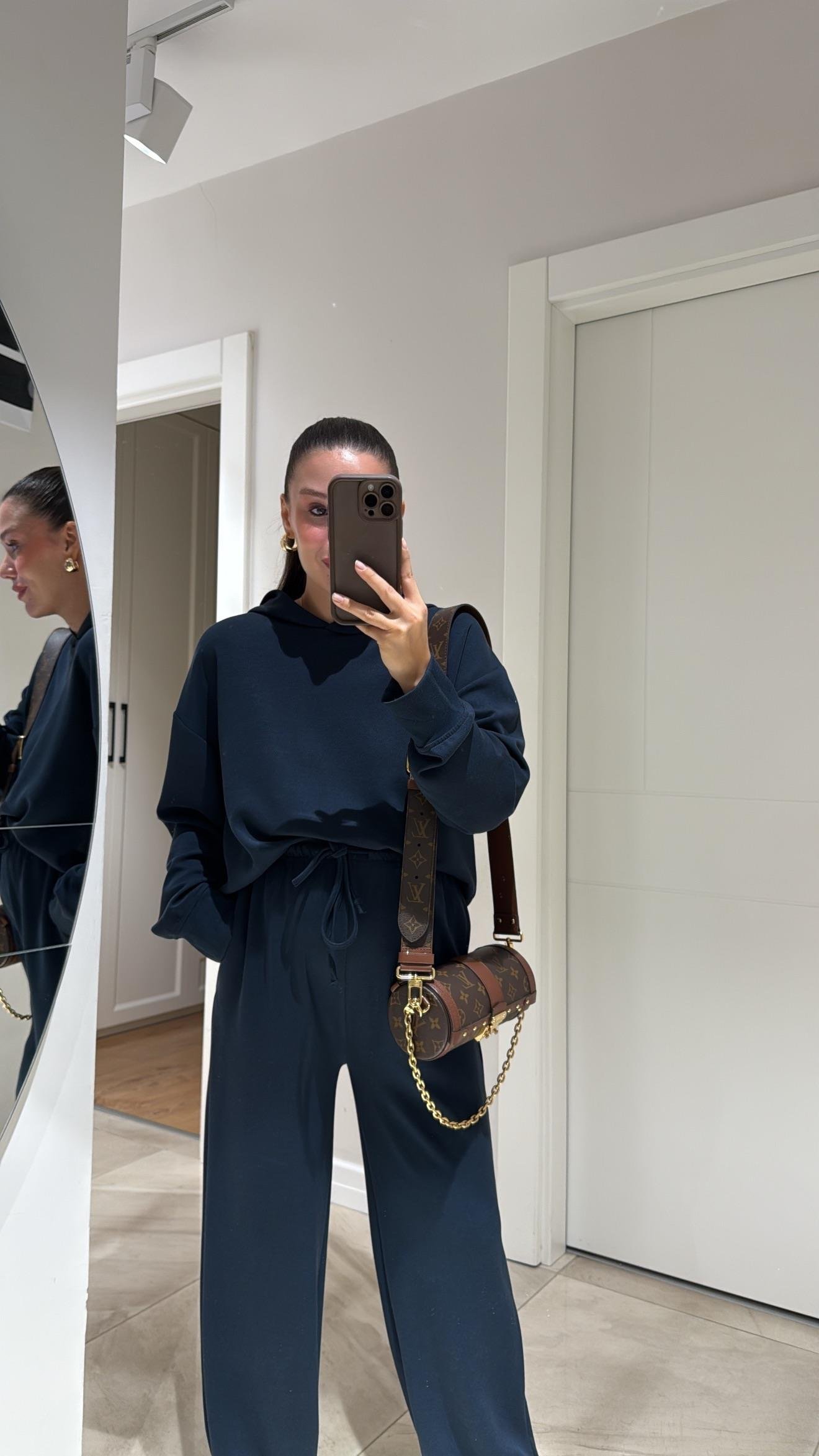 Füme Kapüşonlu Modal Sweat Pantolon Takım 