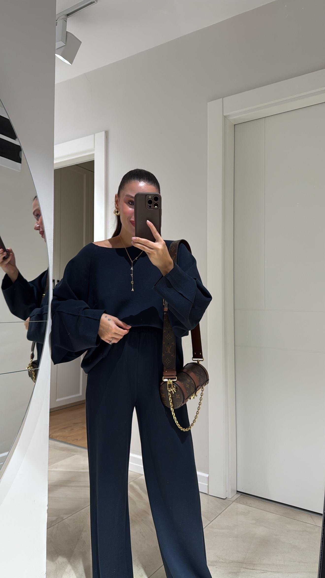 Füme Kesik Detaylı Sweat Modal Takım