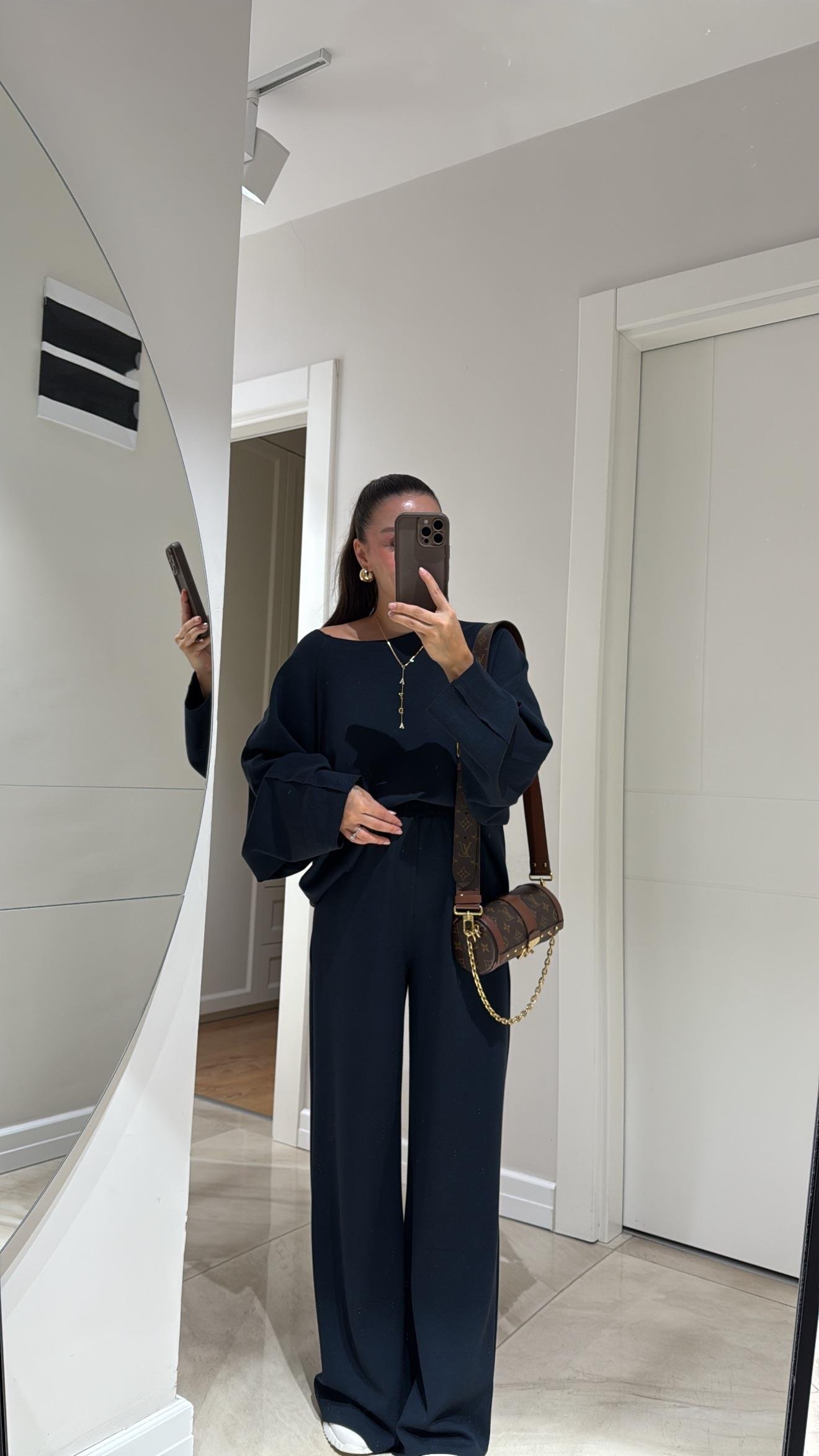 Füme Kesik Detaylı Sweat Modal Takım