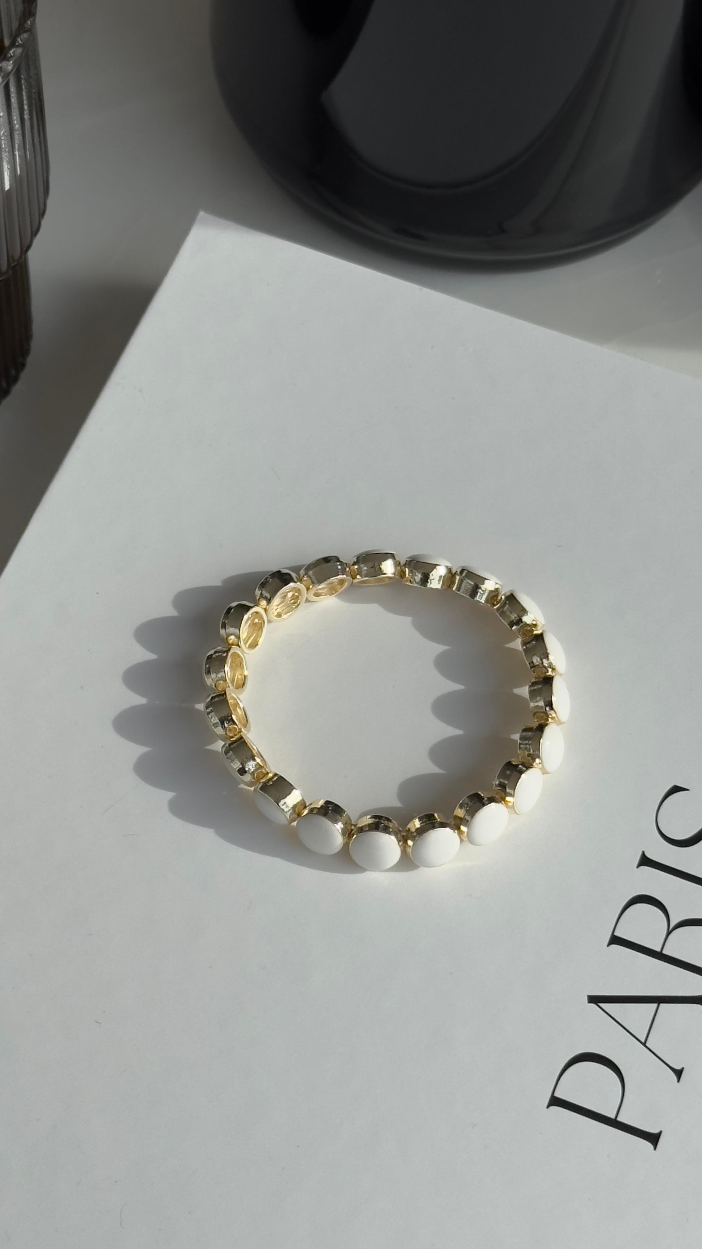 Gold Beyaz Lastikli Bileklik