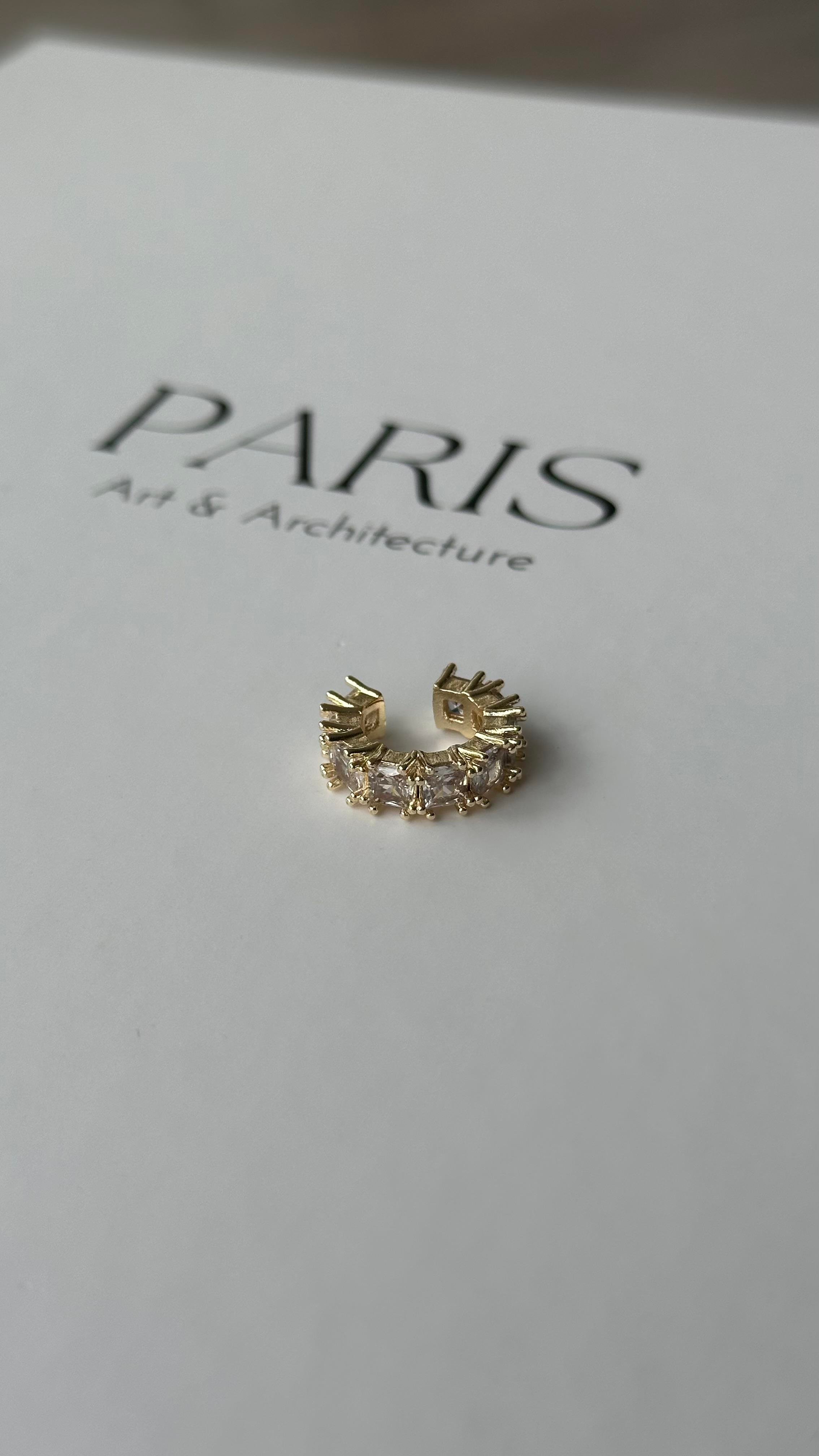 Gold Pırlanta Taşlı Kıkırdak Küpe