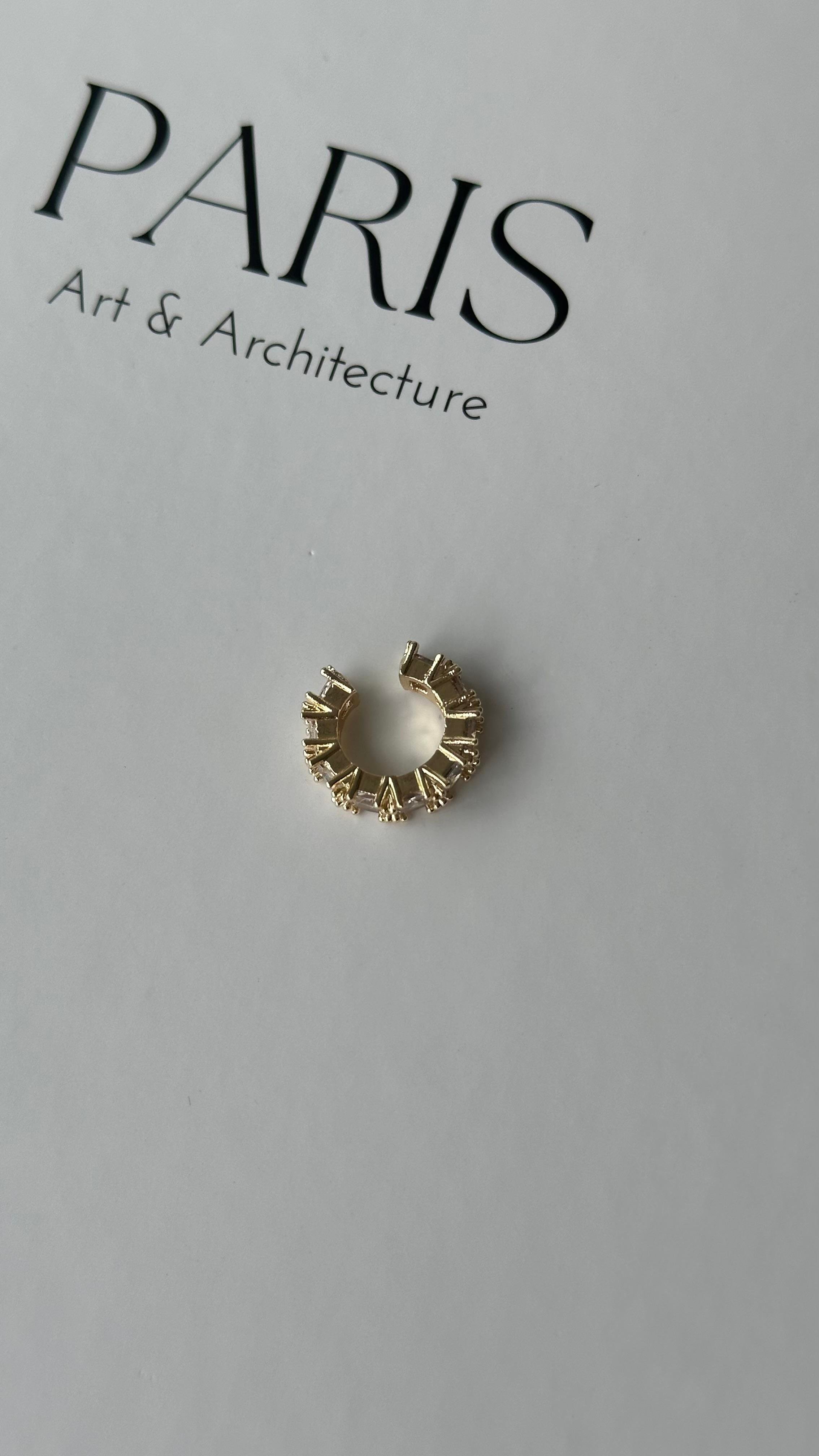 Gold Pırlanta Taşlı Kıkırdak Küpe