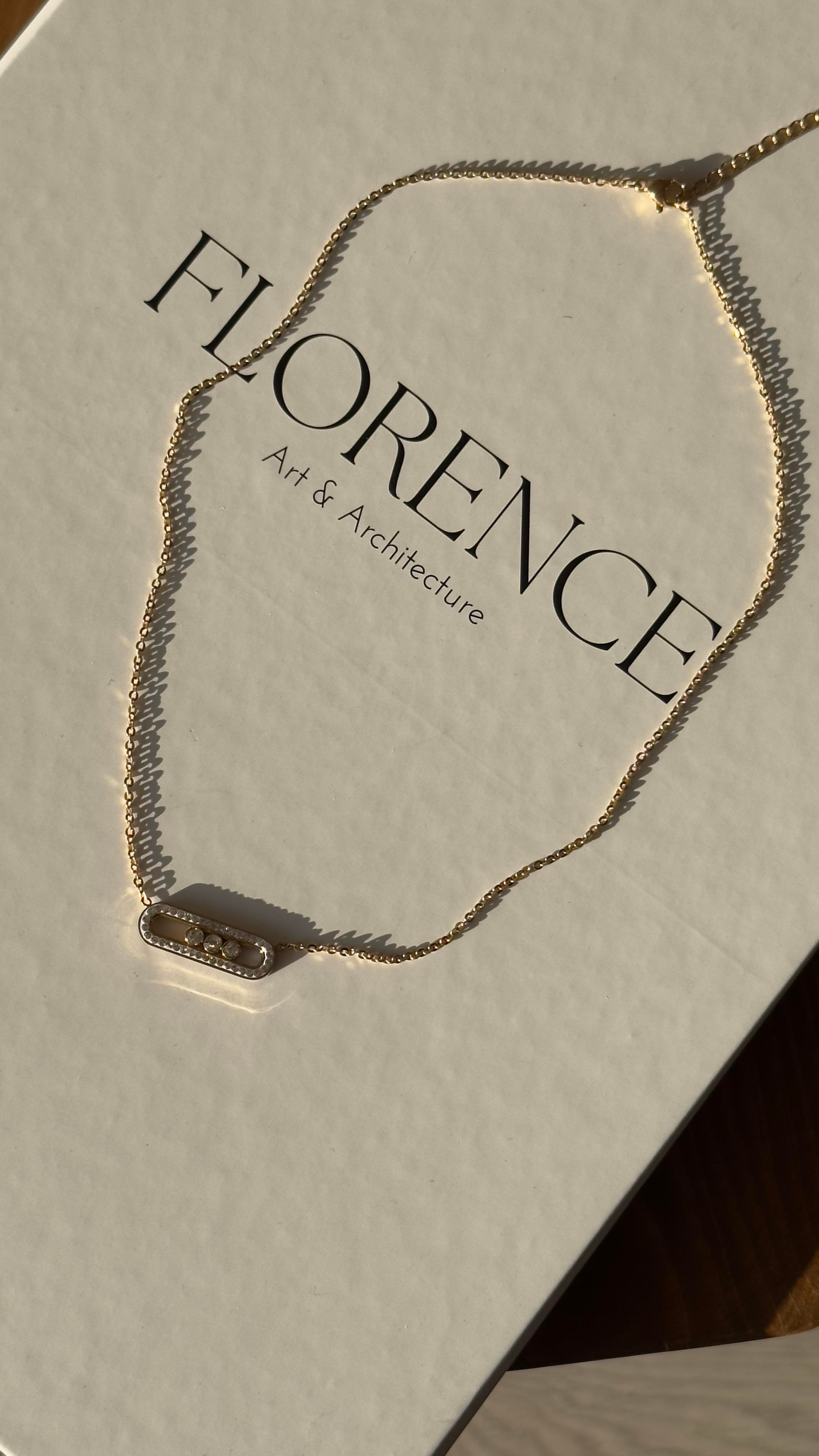 Gold Beyaz Taşlı Marka Model Kolye