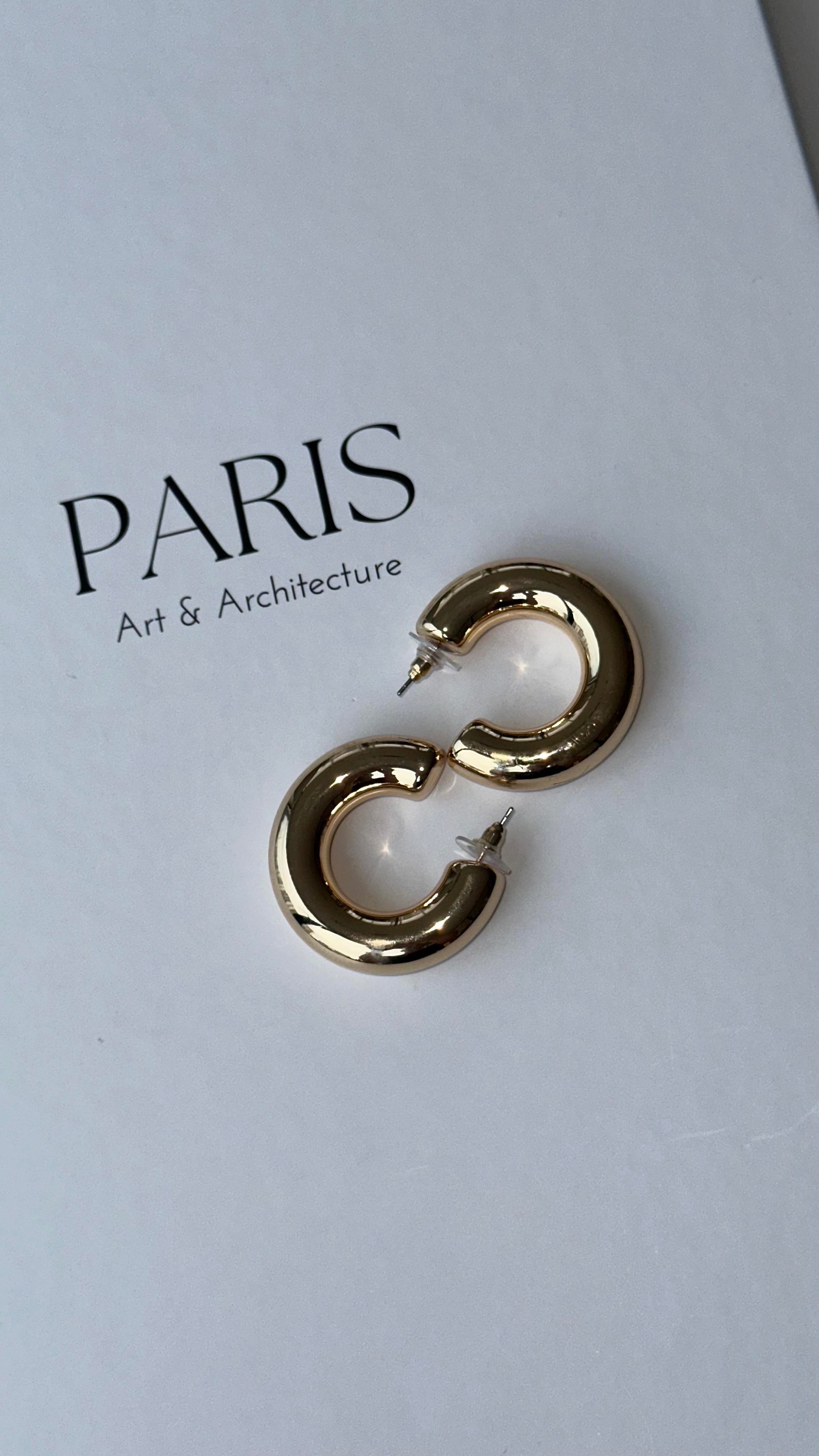 Gold Büyük Bombeli C Şekli küpe