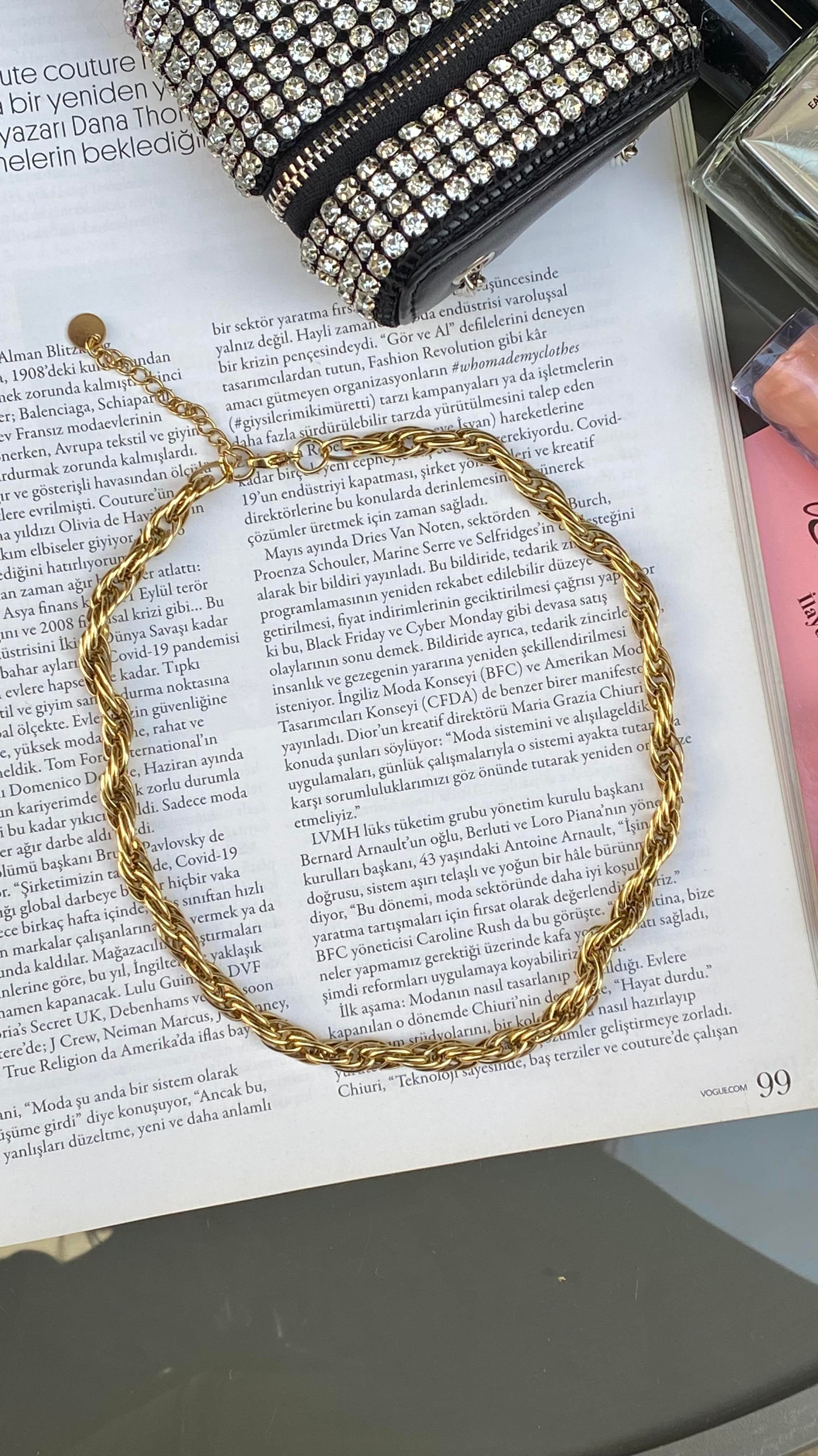 Gold Çelik Burgu Kolye