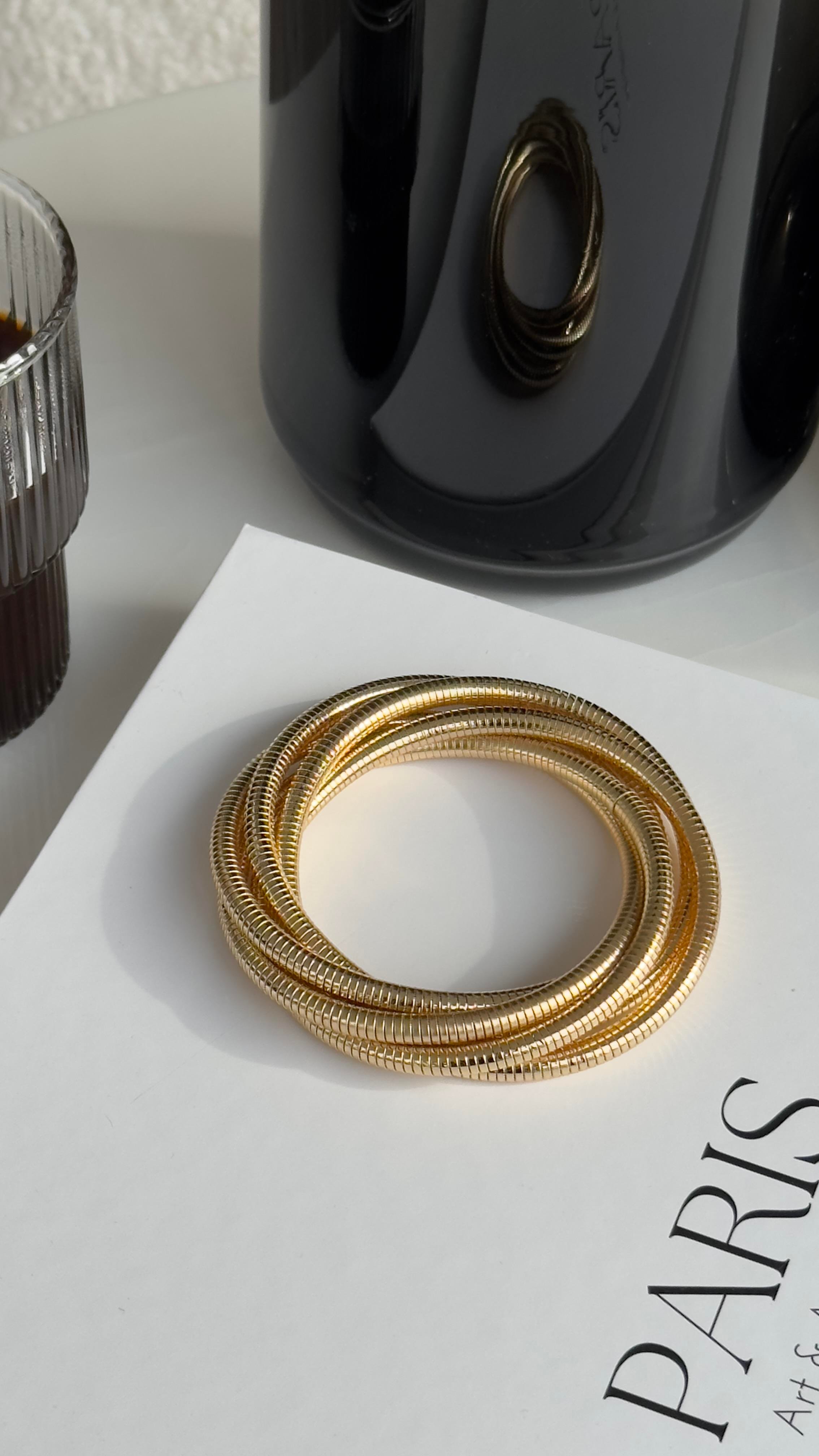 Gold Çoklu Geçmeli Lastik Bileklik