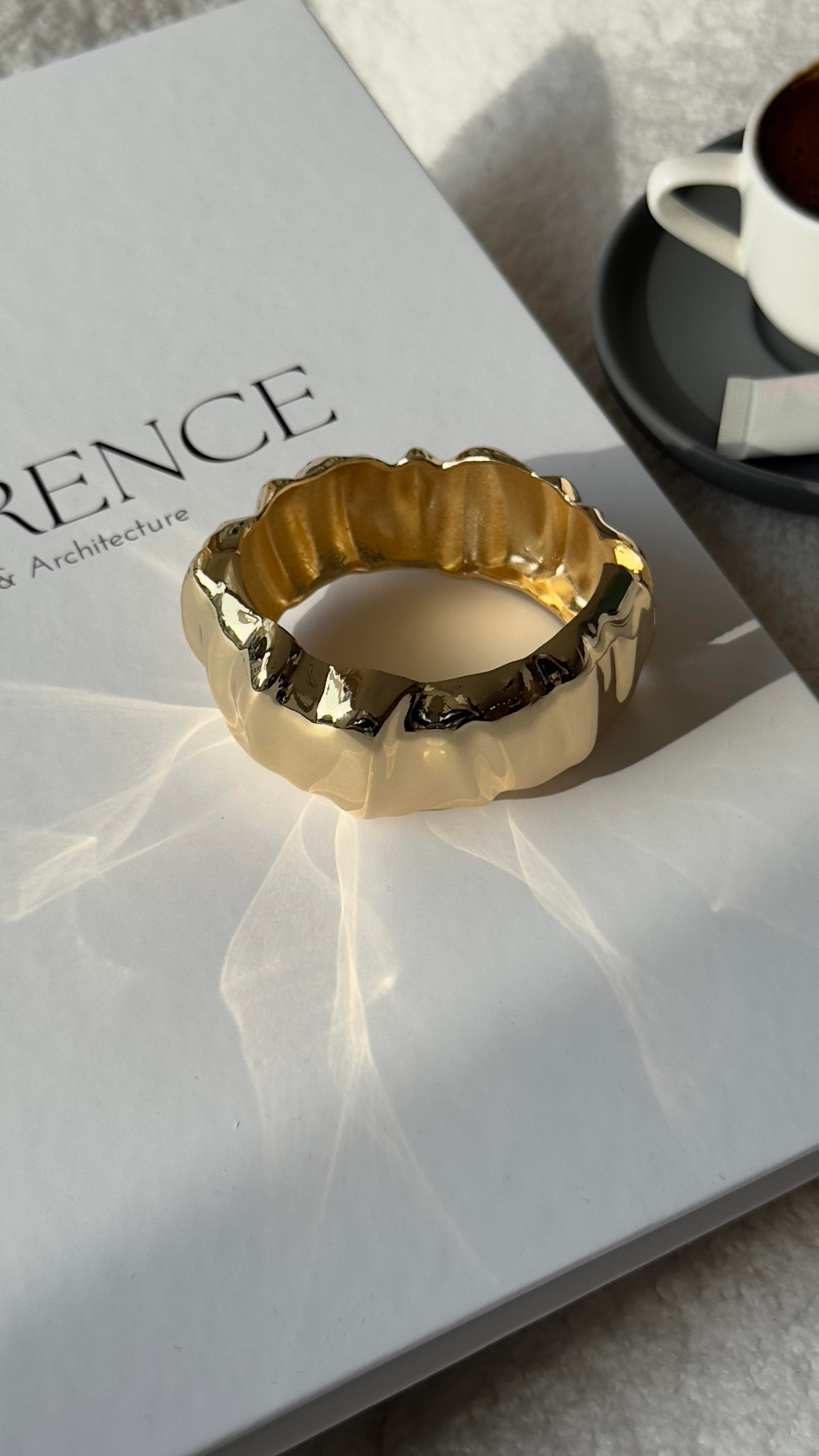 Gold Lastikli Asimetrik Bileklik