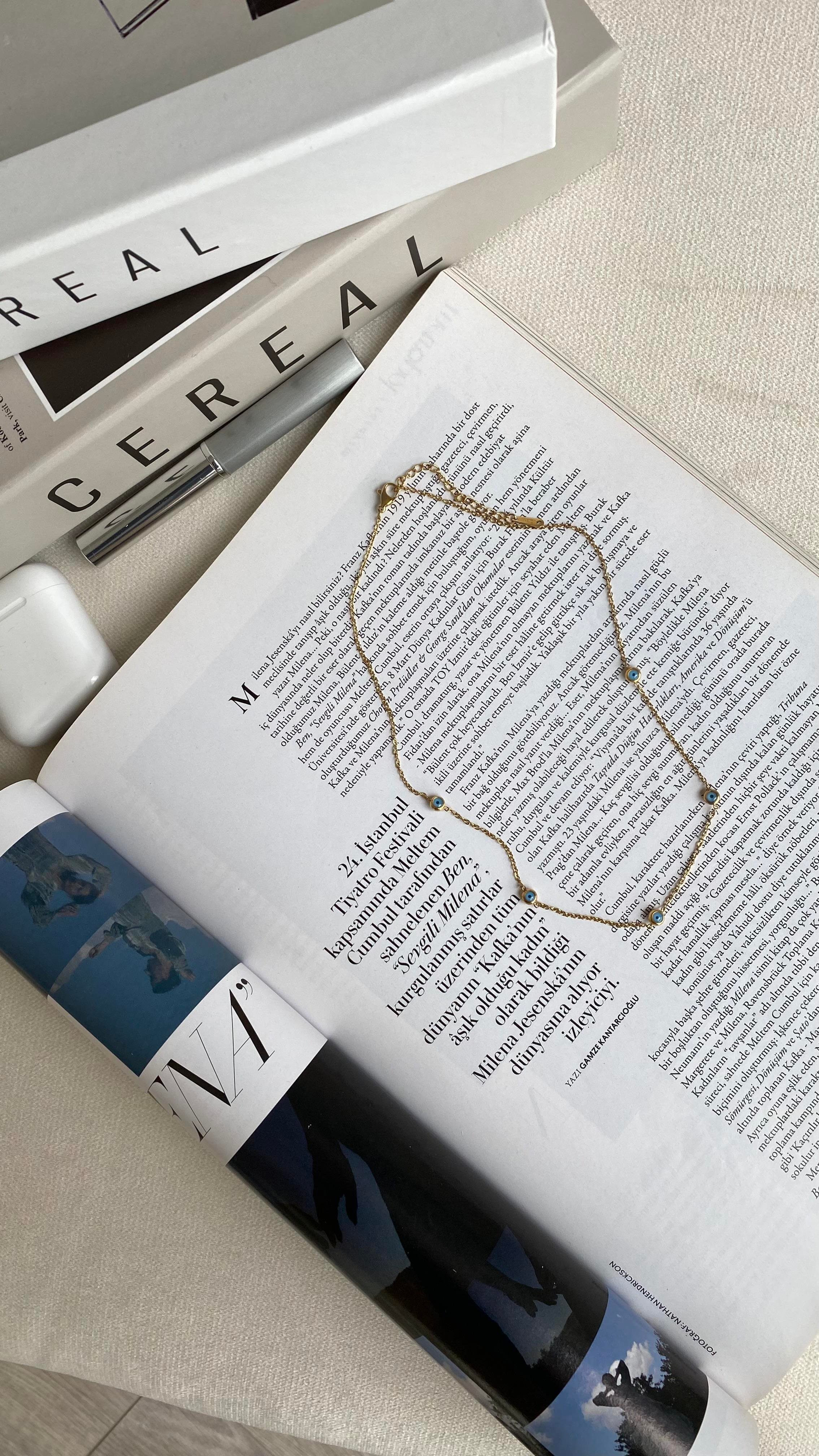 Gold Nazar Boncuklu Kolye