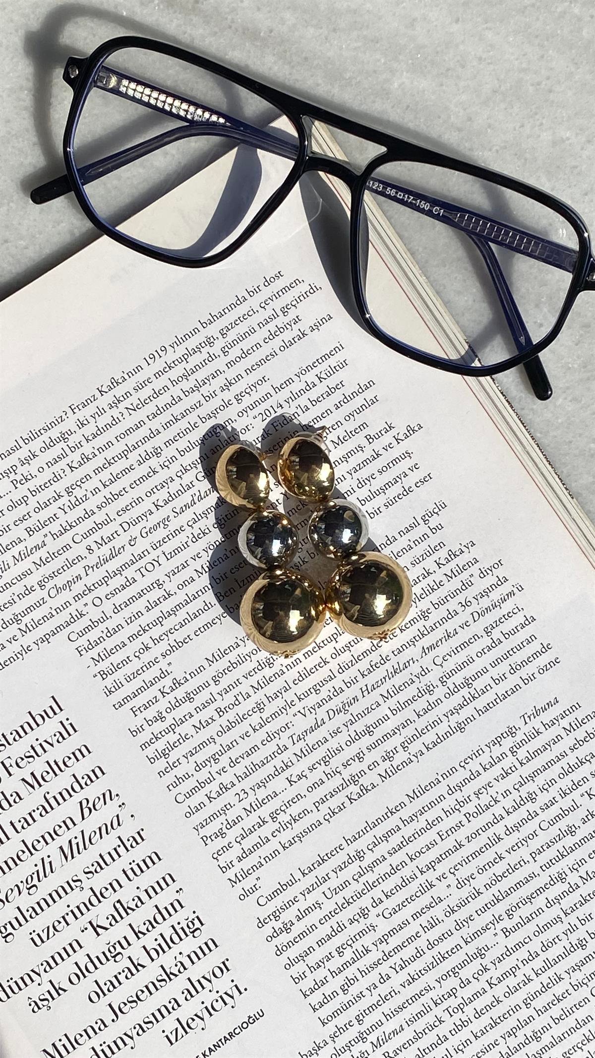 Gold Silver 3 Toplu Salkım Küpe 