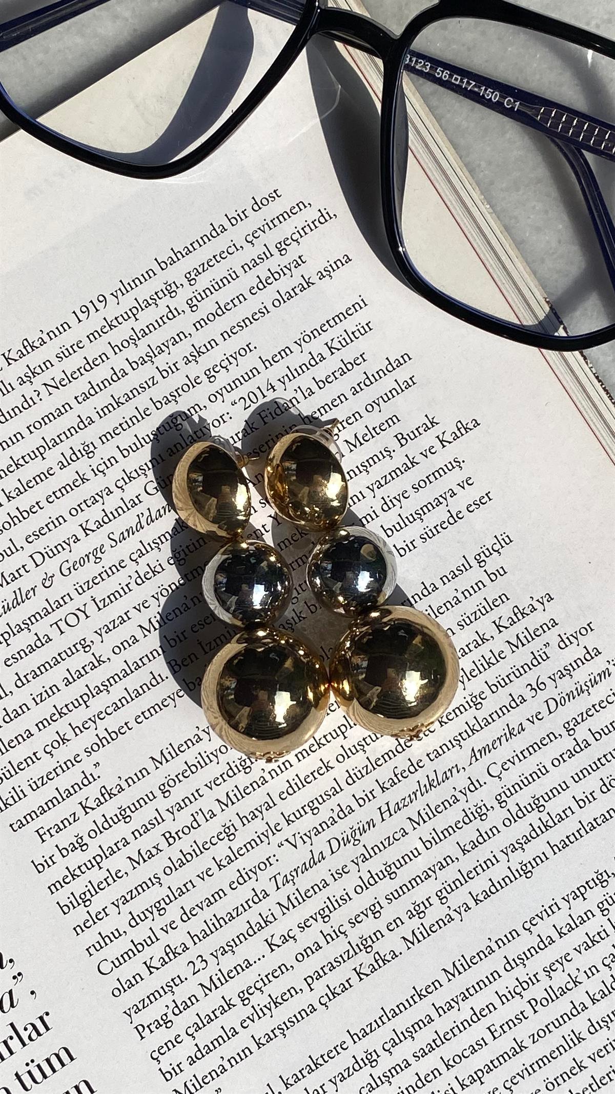 Gold Silver 3 Toplu Salkım Küpe 