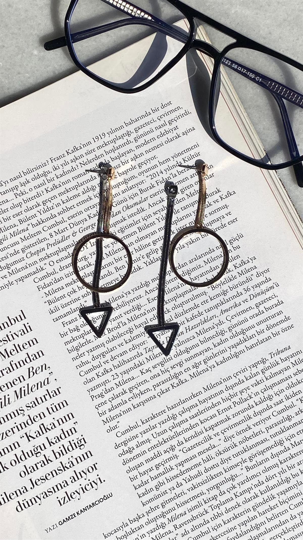 Gold Silver Figürlü Küpe 