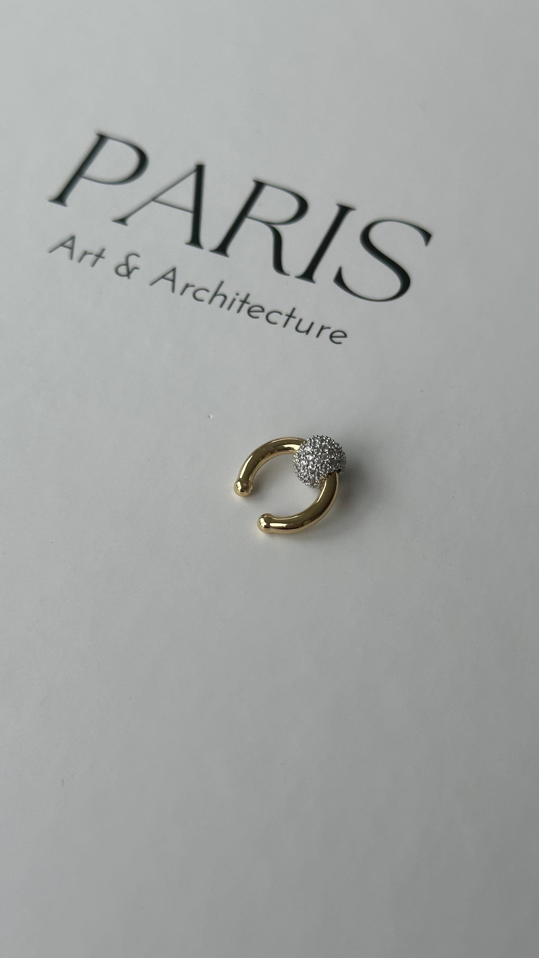 Gold Top Taşlı Kıkırdak Küpe