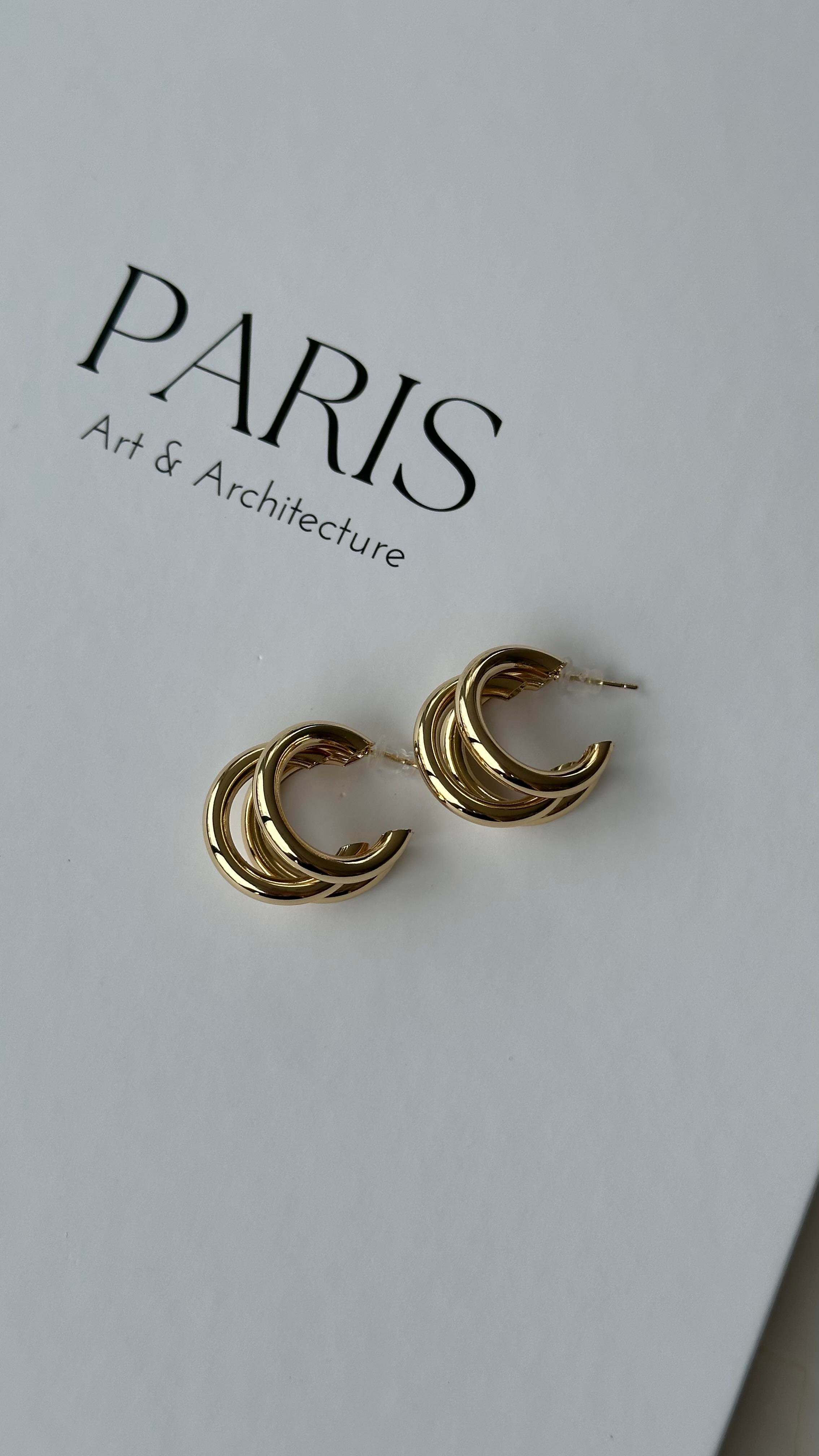 Gold Üç Halkalı Küpe